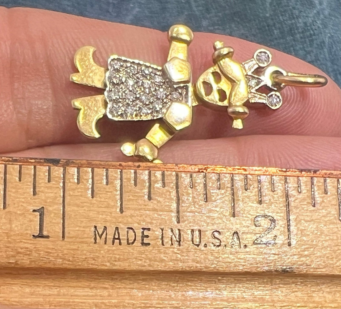 14k Gold Diamond Cranky Pigtails Queen Princess Pendant. Jointed *Video*