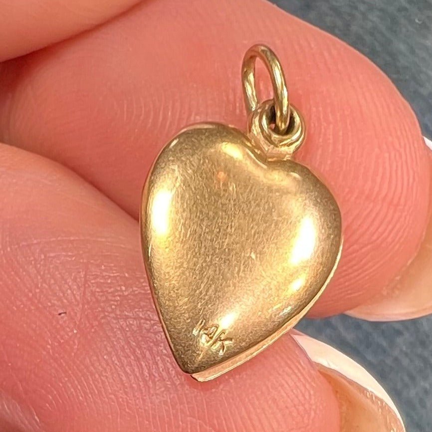 14k Gold Diamond Heart Sliding Locket Pendant. "I Love You" *TINY*