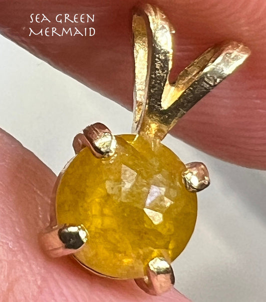 14k Gold Fancy Canary Yellow Diamond Solitaire Pendant *Video*