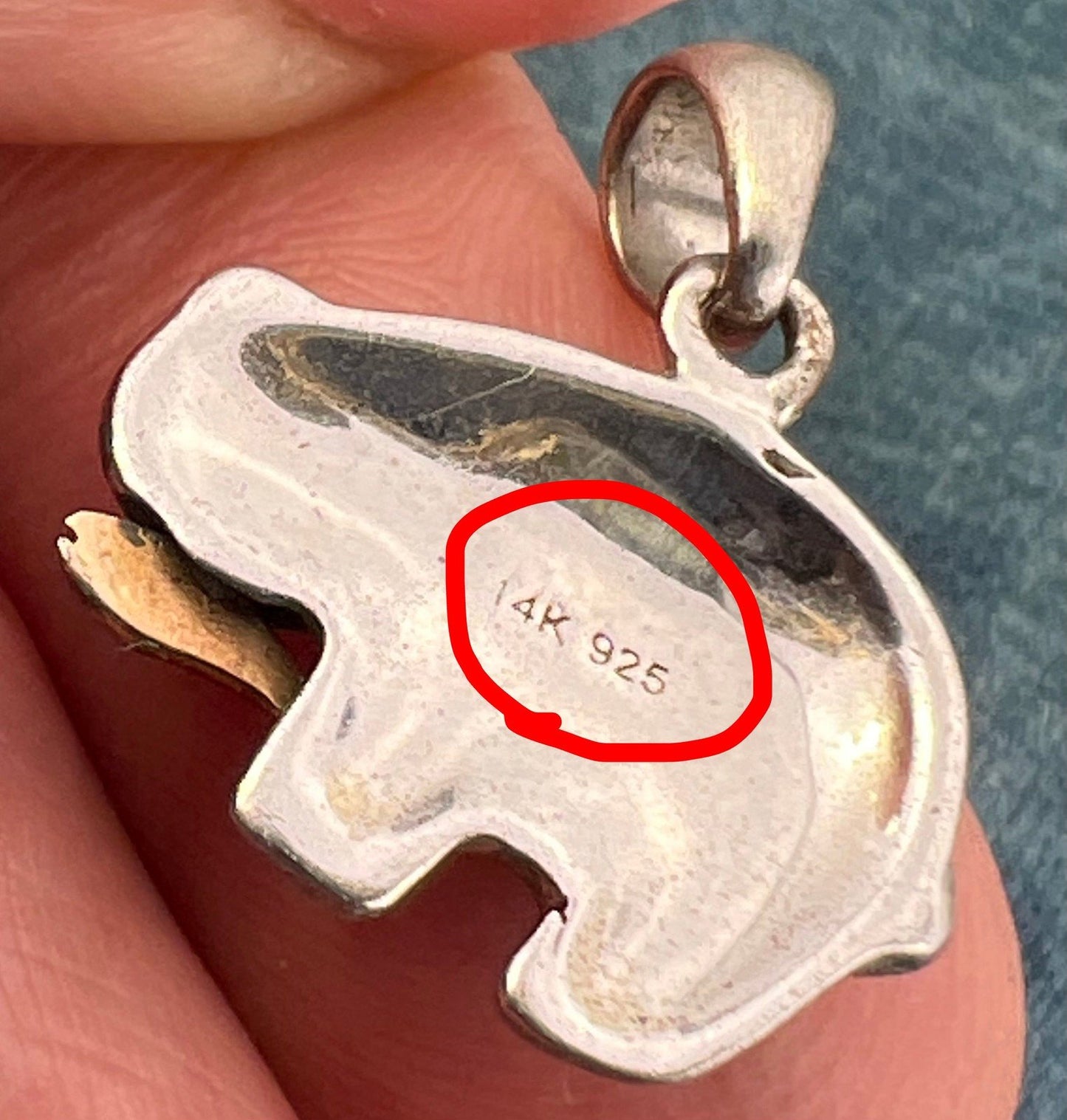 14k Gold Fish + Sterling Grizzly Bear Pendant