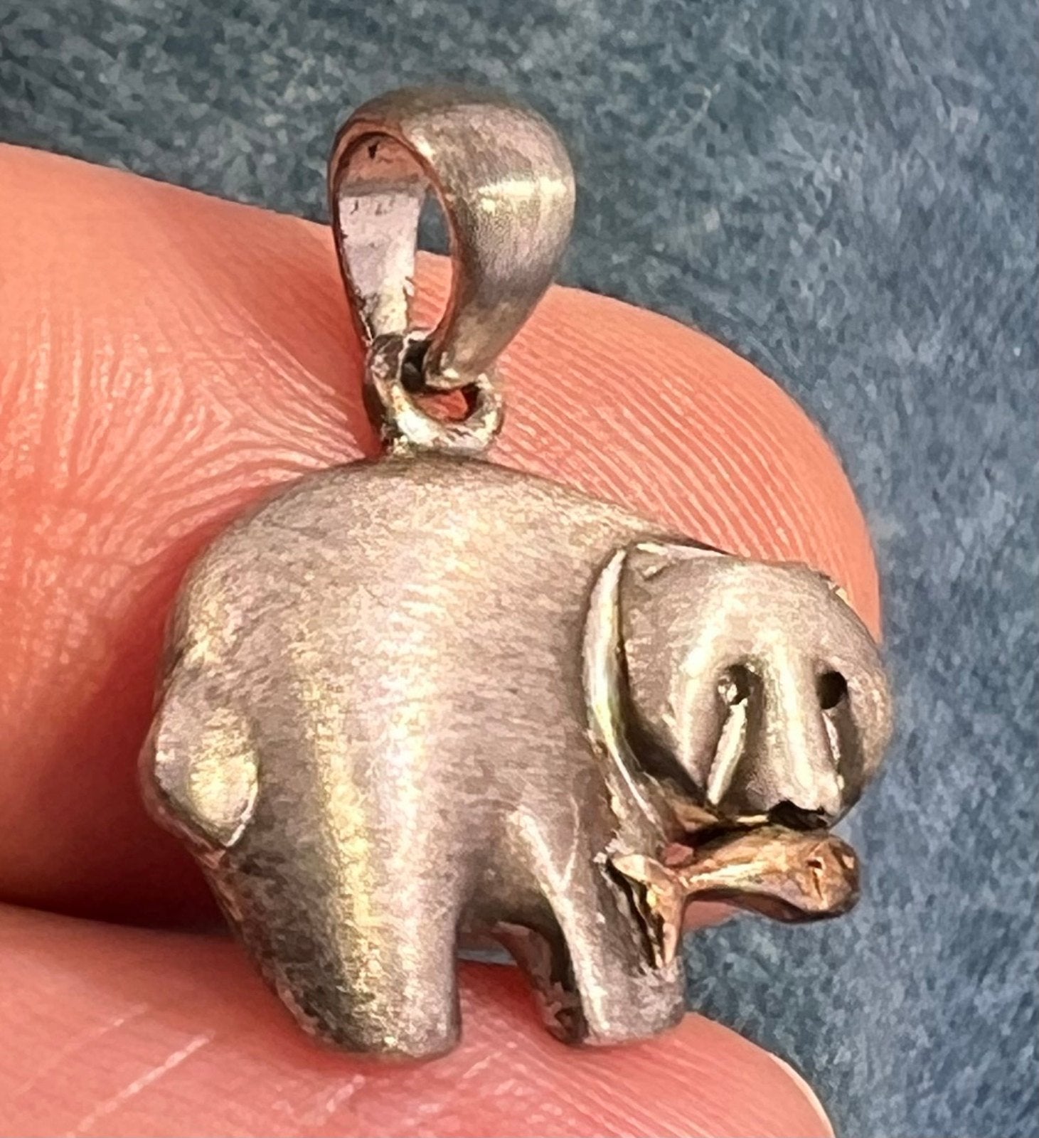 14k Gold Fish + Sterling Grizzly Bear Pendant