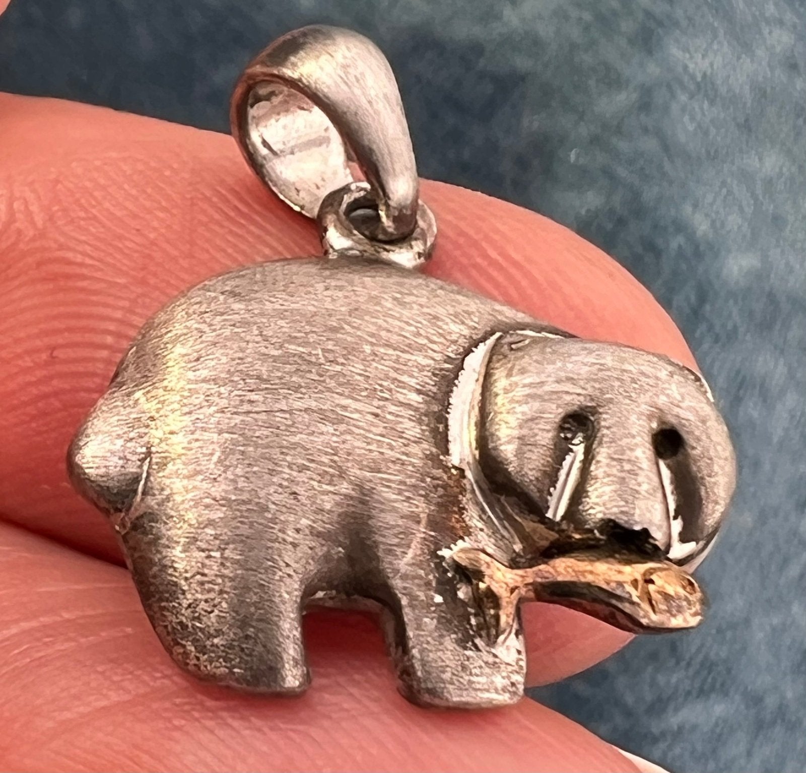 14k Gold Fish + Sterling Grizzly Bear Pendant