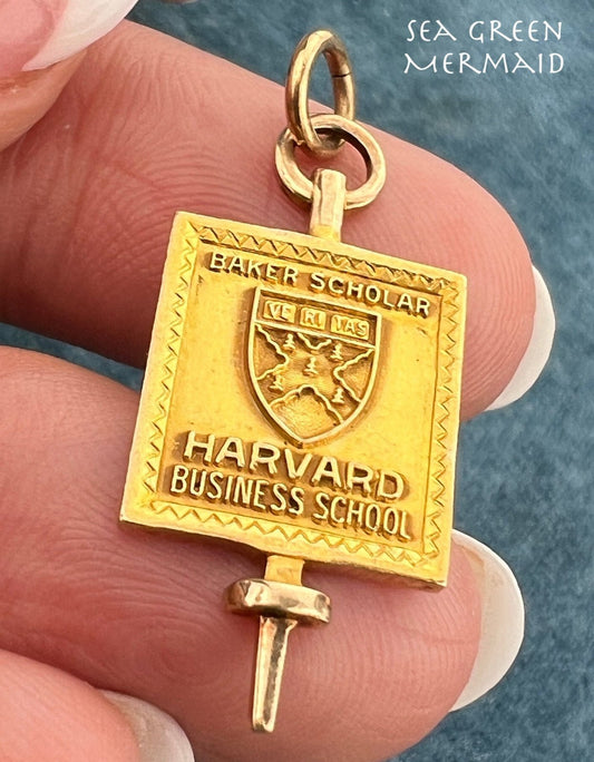 14k Gold HARVARD University Scholar Insignia Class Key Pendant