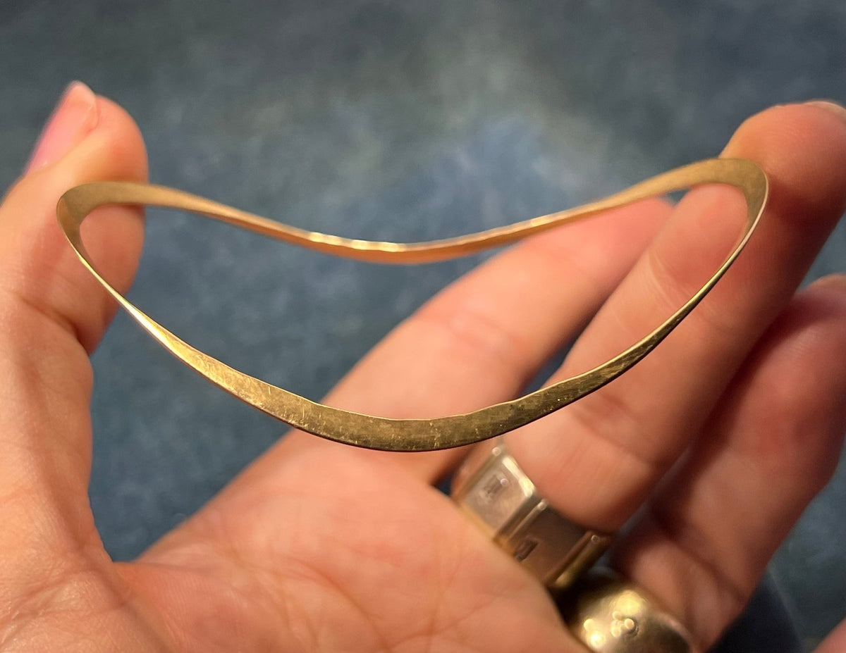 14k Gold Hammered Bangle Bracelet. Designer JA.