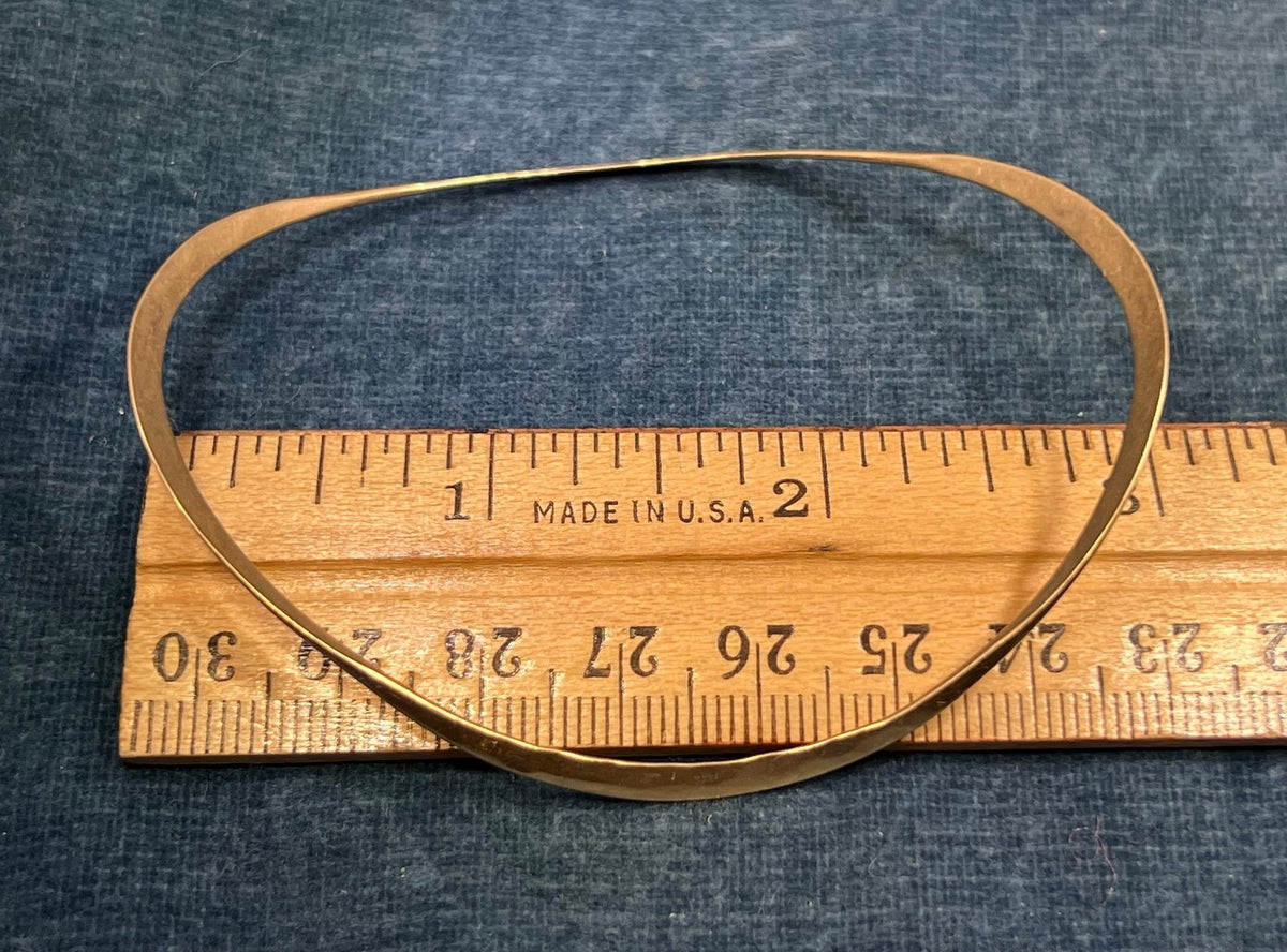 14k Gold Hammered Bangle Bracelet. Designer JA.