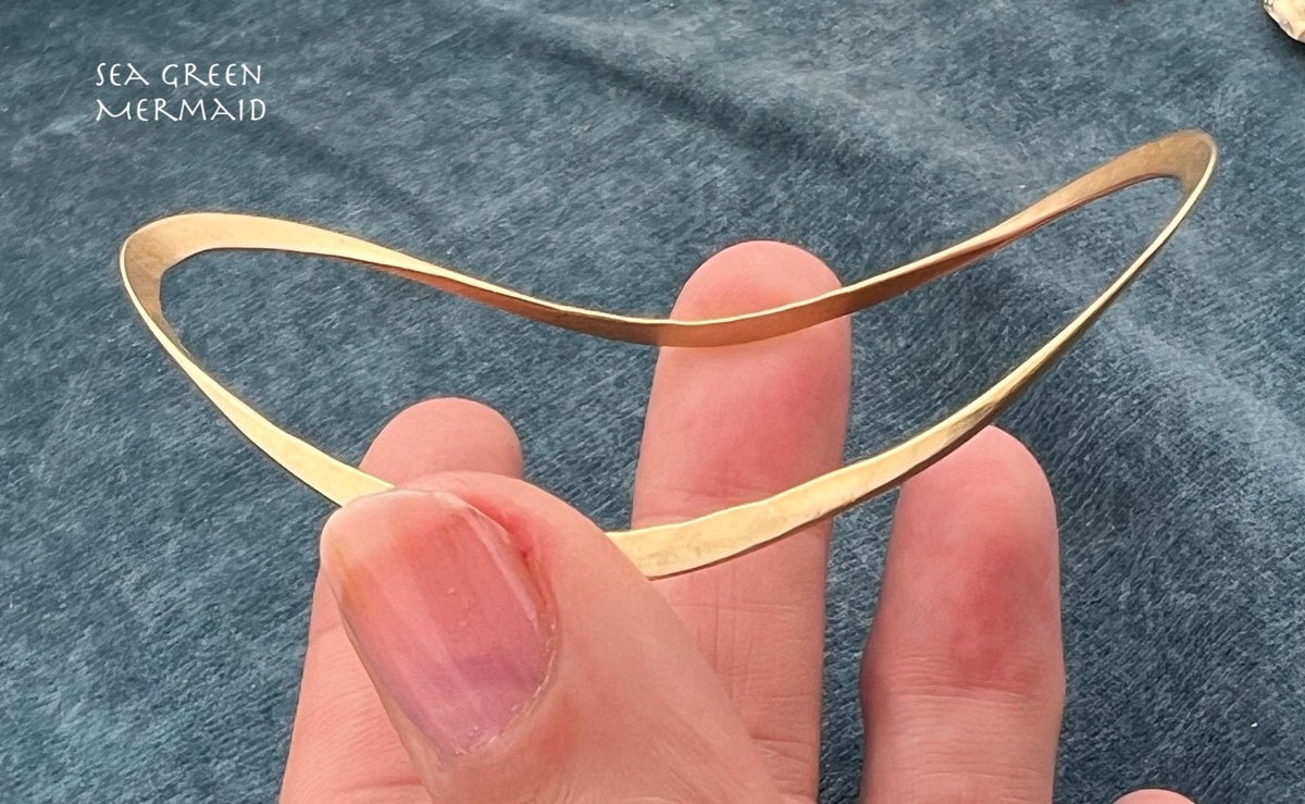 14k Gold Hammered Bangle Bracelet. Designer JA.