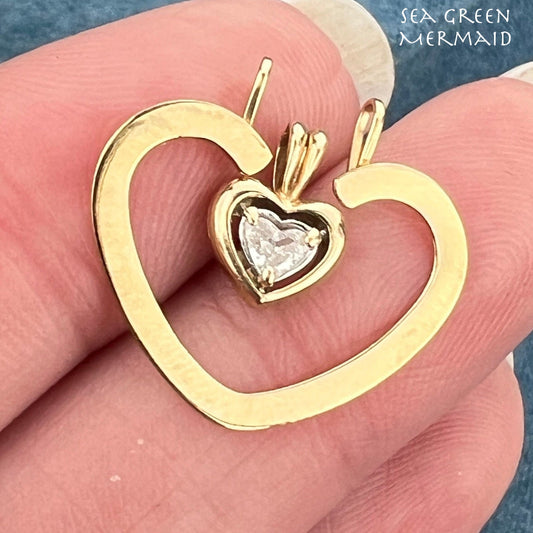 14k Gold Heart Pendant Enhancer Jacket. Glam Up Your Pendants!