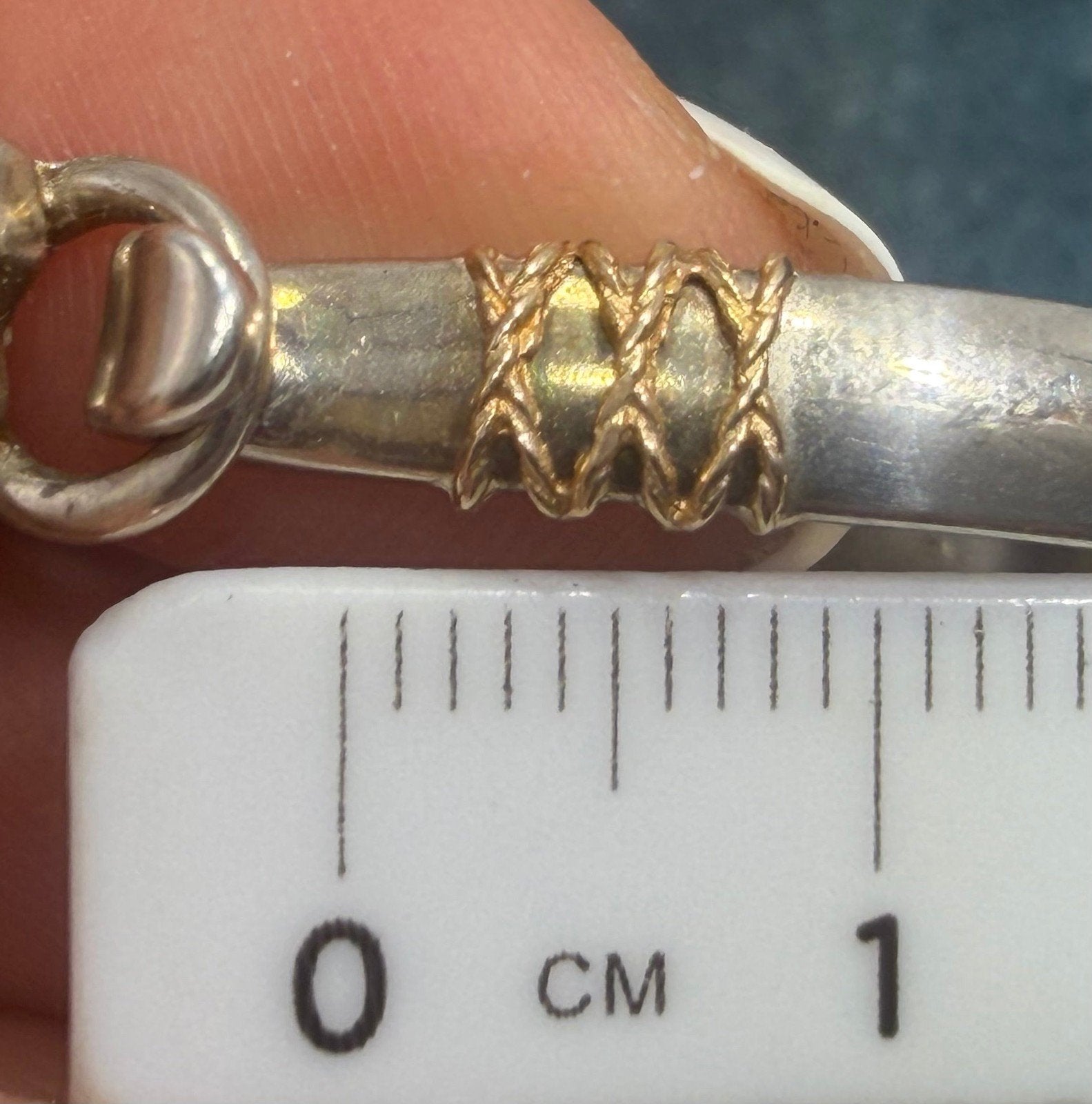 14k Gold Honey Bee on 925 Silver Bee Hive Bangle Bracelet