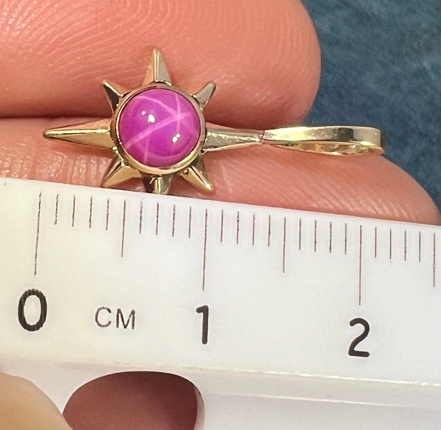 14k Gold Hot Pink Lindy Star Ruby North Star Pendant. 3/4" *Video*