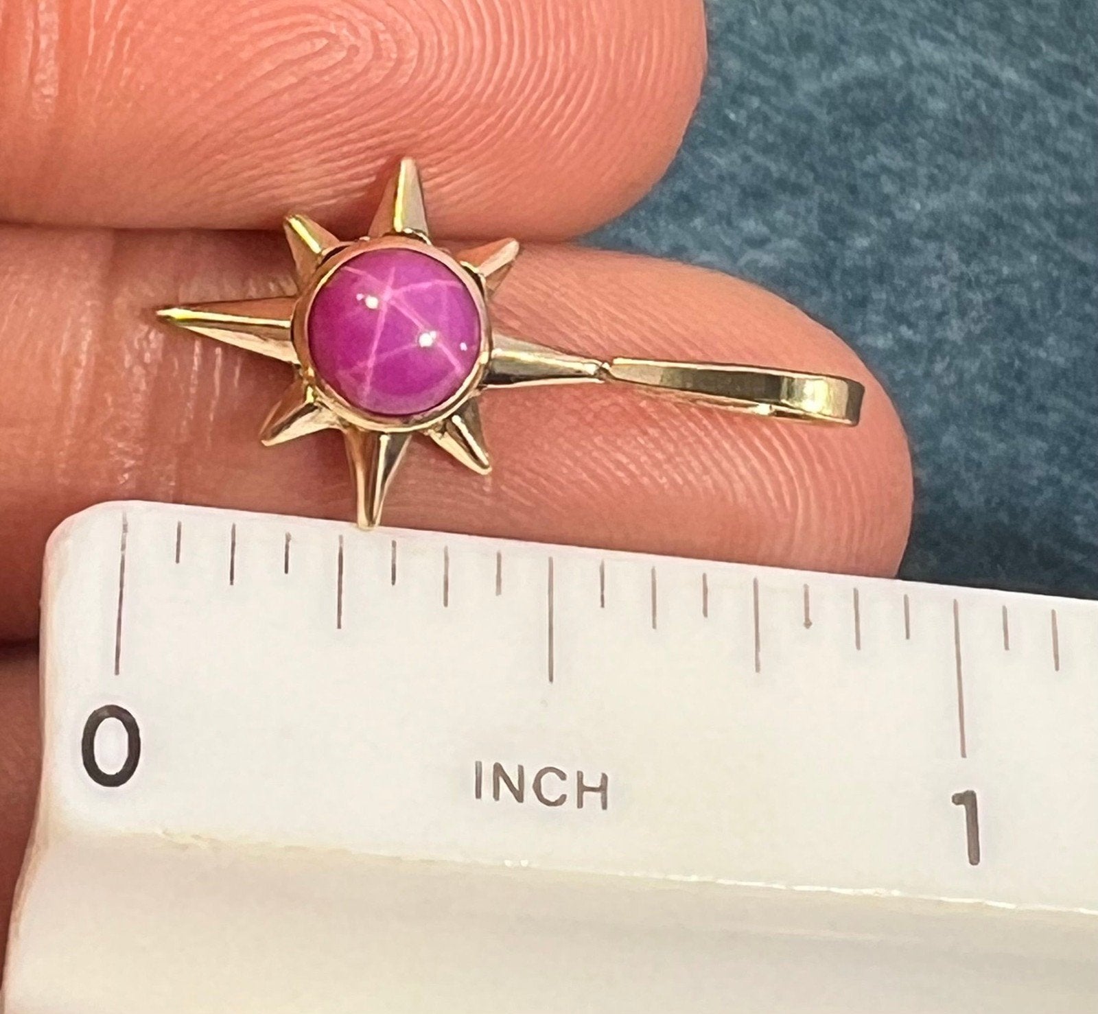 14k Gold Hot Pink Lindy Star Ruby North Star Pendant. 3/4" *Video*