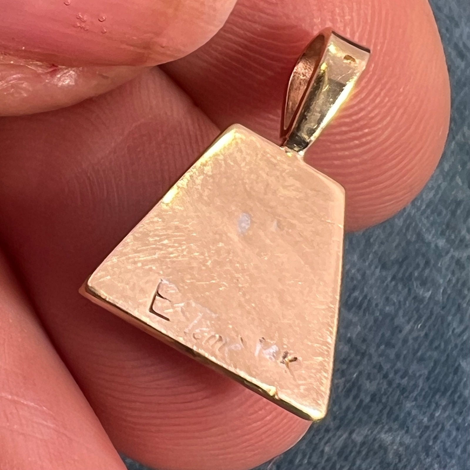 14k Gold Inlay Turquoise SUNBURST Pendant. Signed Teme