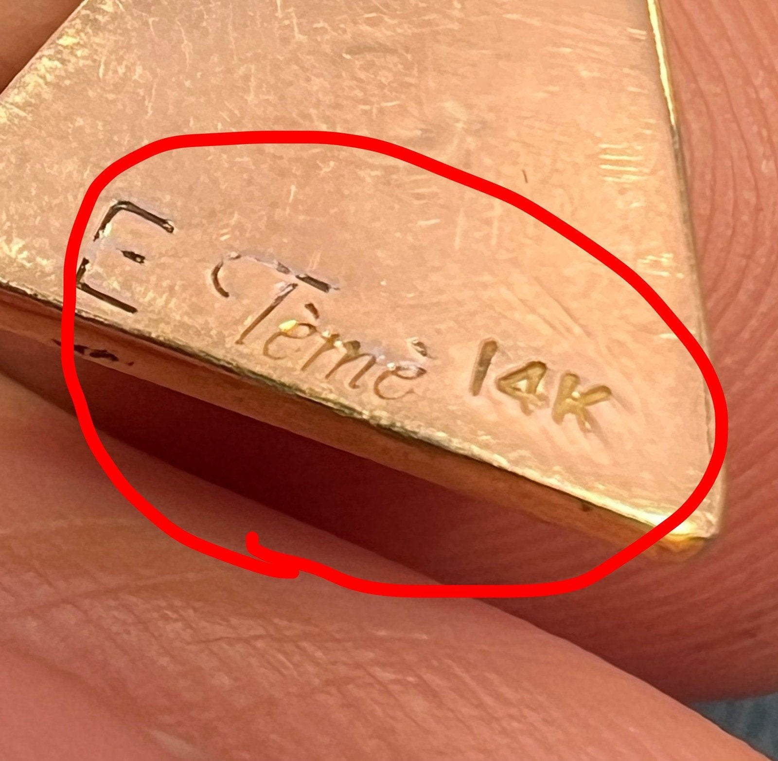 14k Gold Inlay Turquoise SUNBURST Pendant. Signed Teme