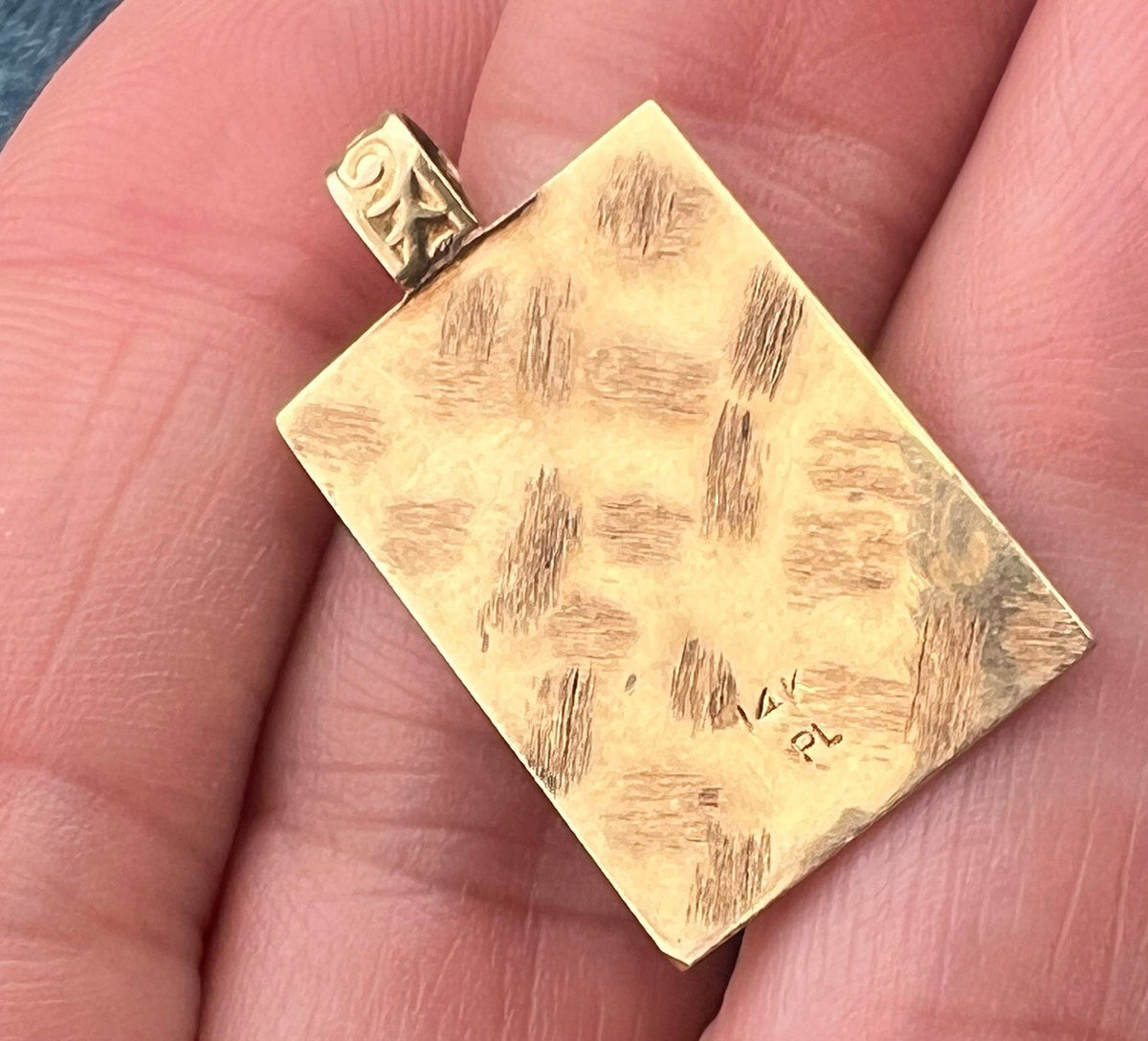 14k Gold King of Diamonds Playing Card Pendant. Wealth / Good Luck