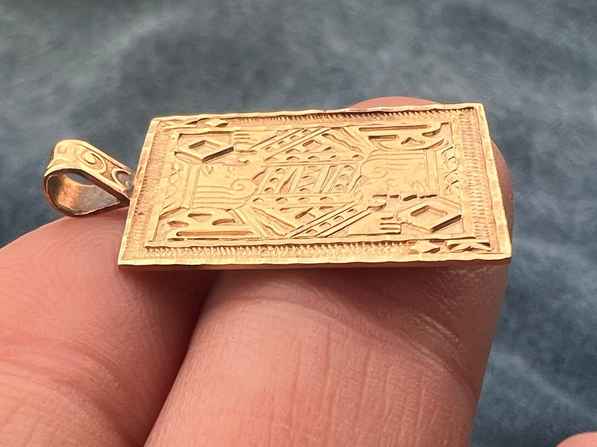 14k Gold King of Diamonds Playing Card Pendant. Wealth / Good Luck
