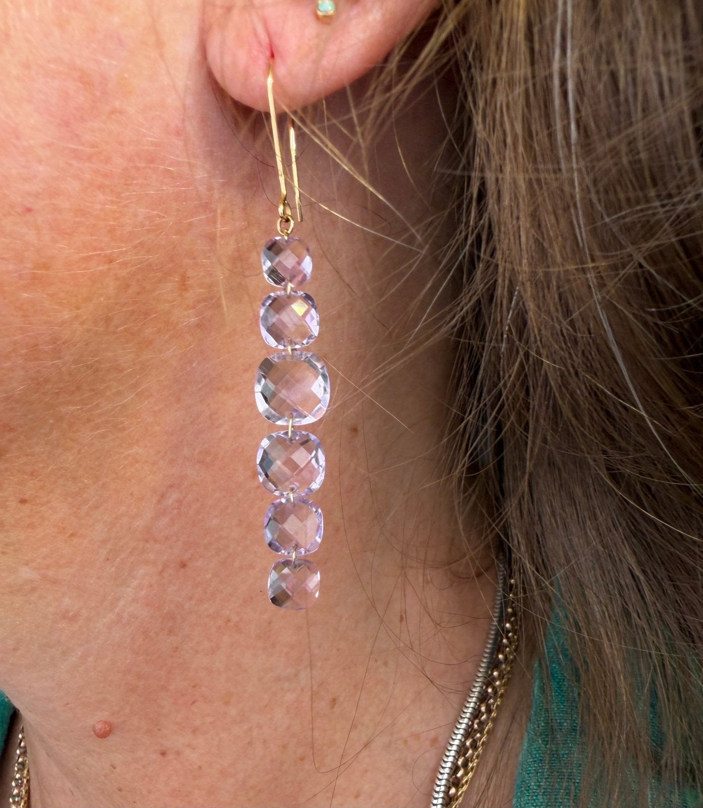 14k Gold Lavender Amethyst Briolette 2" Dangle Chandelier Earrings *Video*