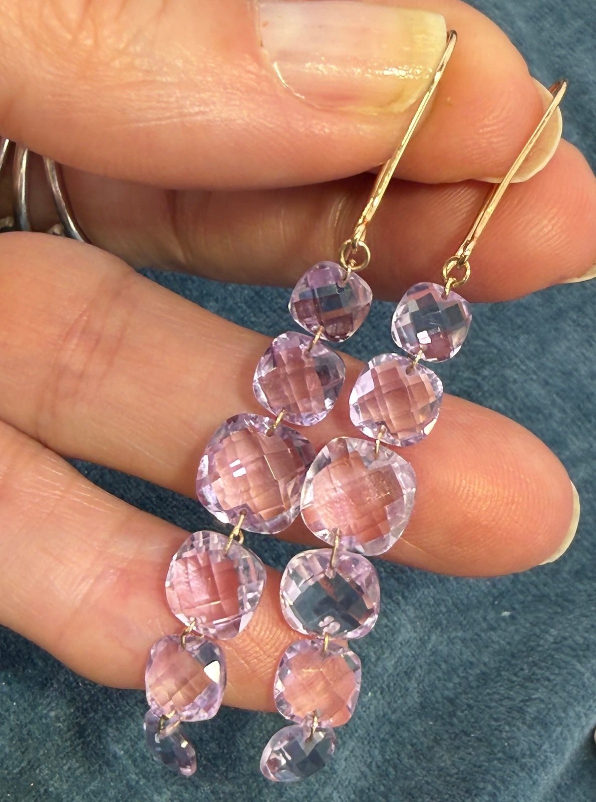 14k Gold Lavender Amethyst Briolette 2" Dangle Chandelier Earrings *Video*