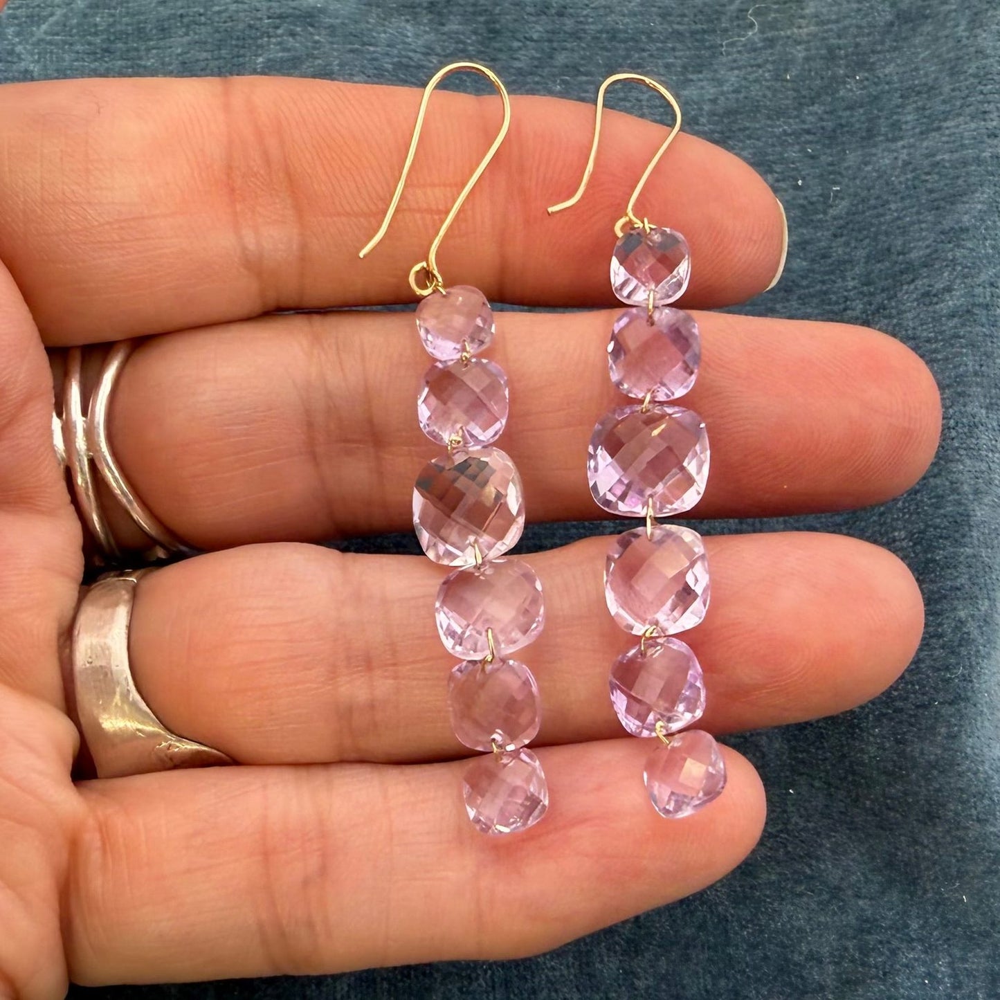 14k Gold Lavender Amethyst Briolette 2" Dangle Chandelier Earrings *Video*