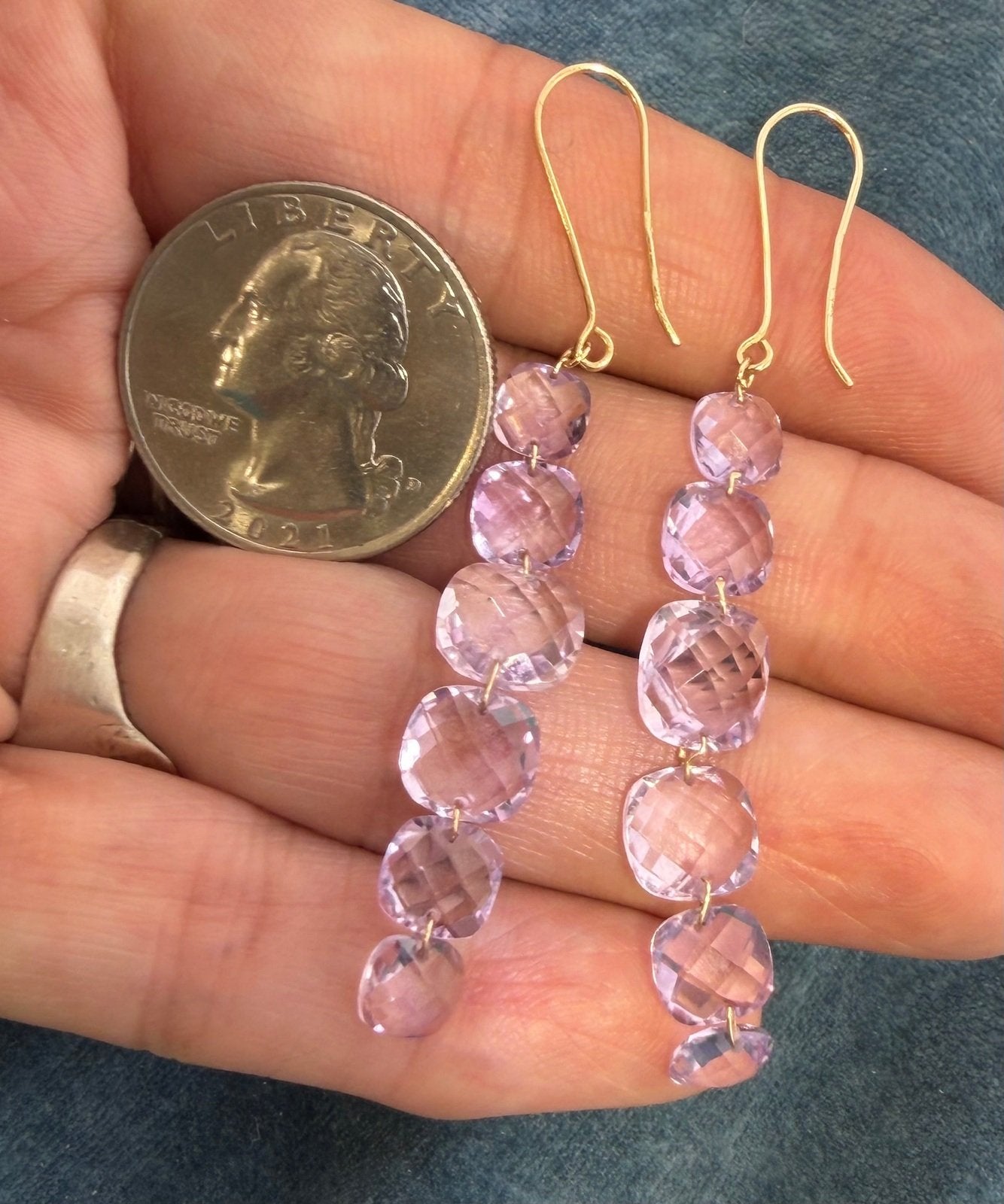 14k Gold Lavender Amethyst Briolette 2" Dangle Chandelier Earrings *Video*