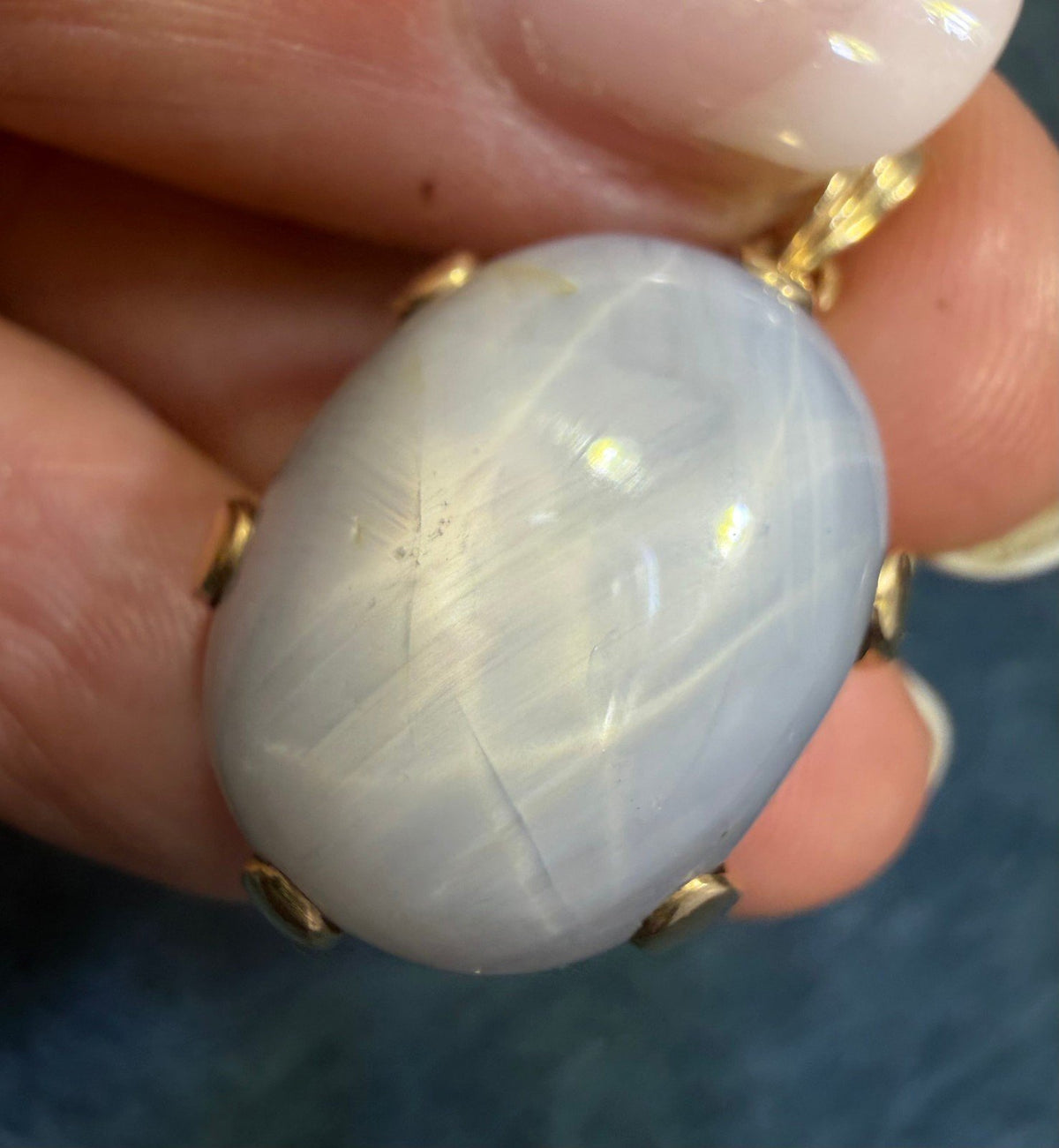 14k Gold Lavender Gray Star Sapphire Pendant. 0.8" 13.9g Dragons Egg *Video*