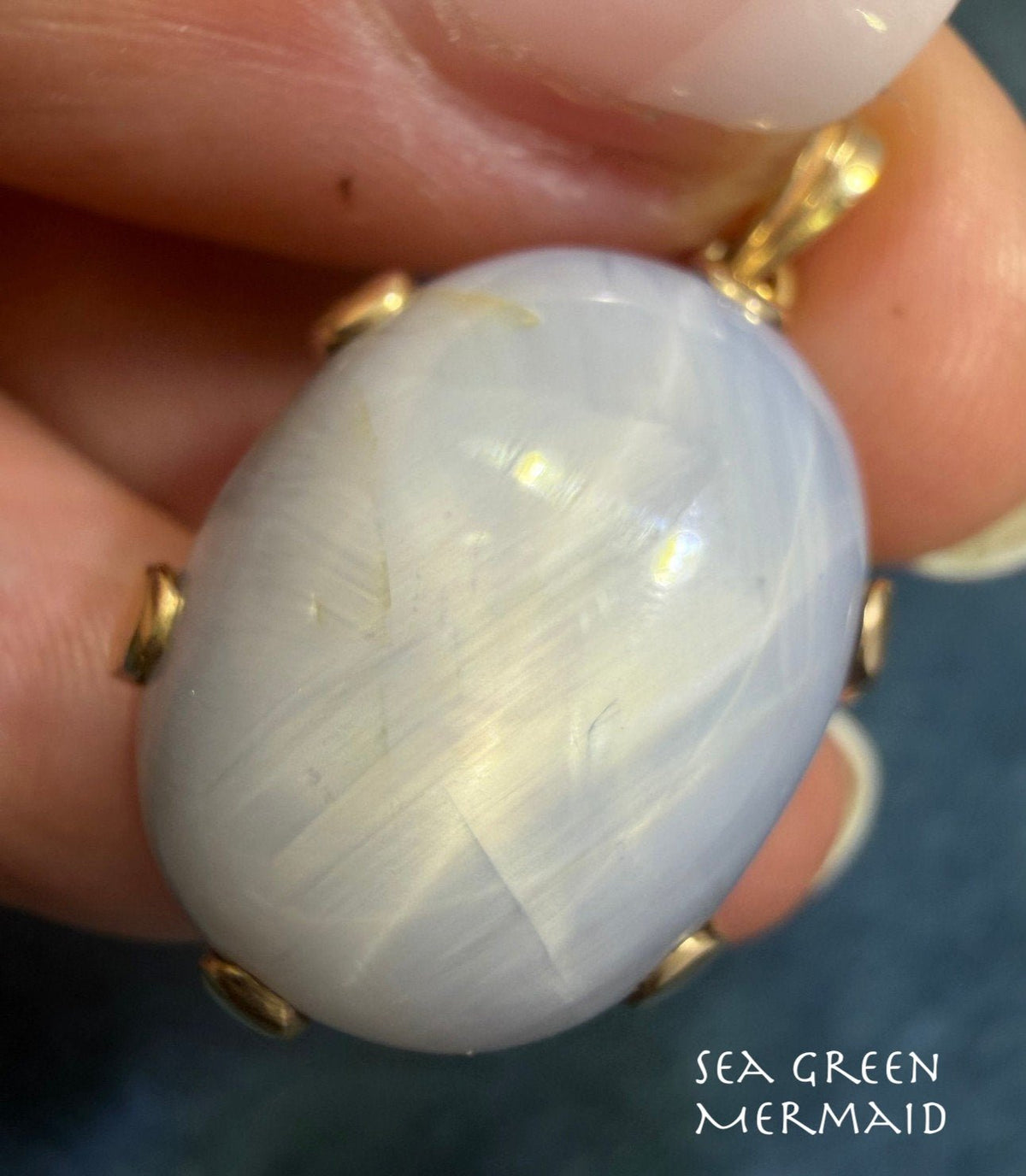 14k Gold Lavender Gray Star Sapphire Pendant. 0.8" 13.9g Dragons Egg *Video*