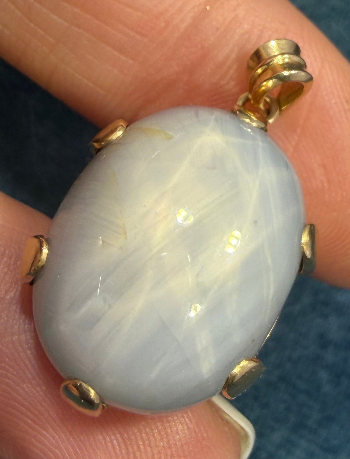 14k Gold Lavender Gray Star Sapphire Pendant. 0.8" 13.9g Dragons Egg *Video*