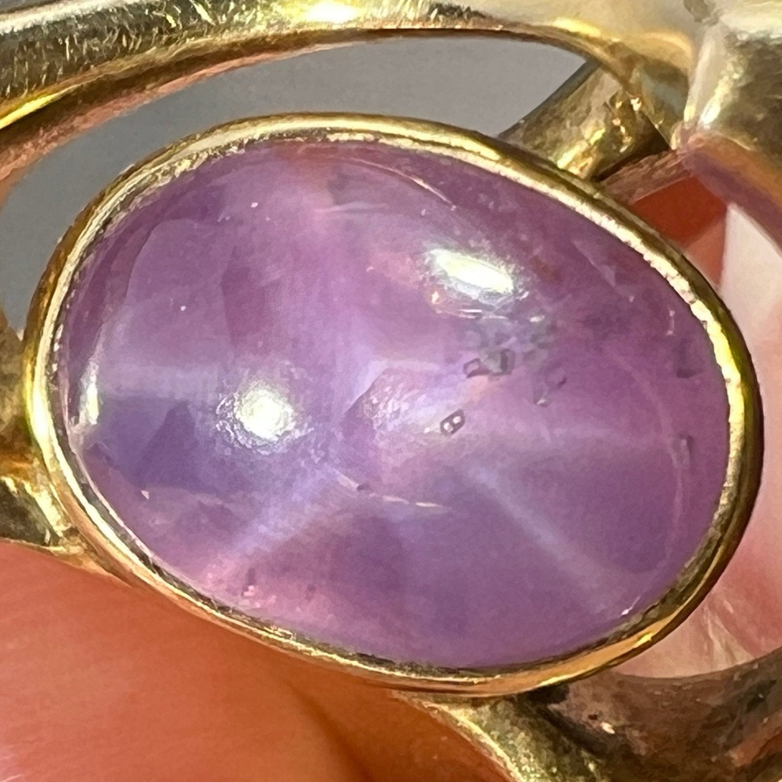 14k Gold Lavender Star Sapphire + Diamond Modern Ring 1" + 15g *VIDEO*