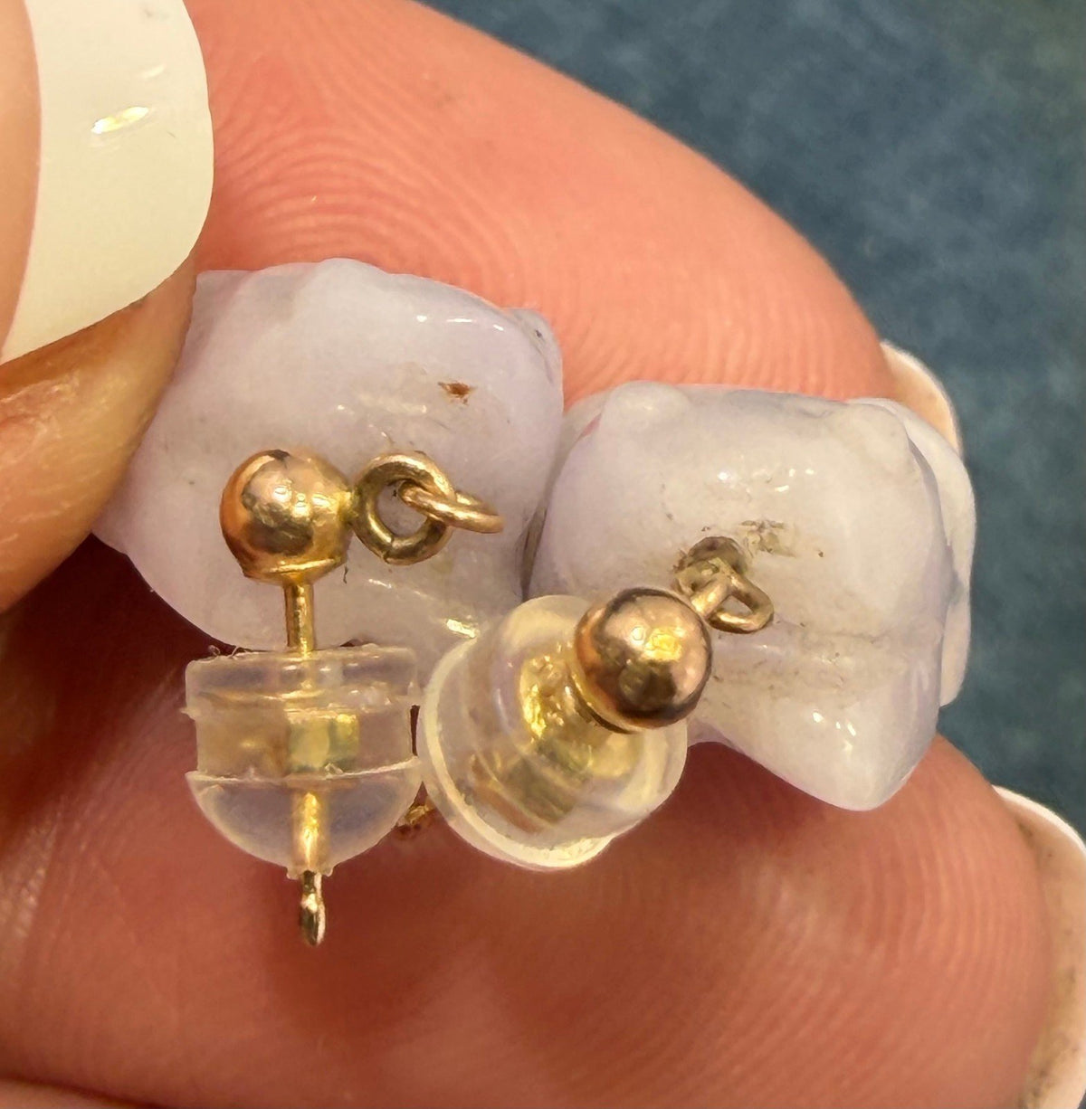 14k Gold Lucky Carved Lavender Purple Jade Baby Frog Earrings *Video*