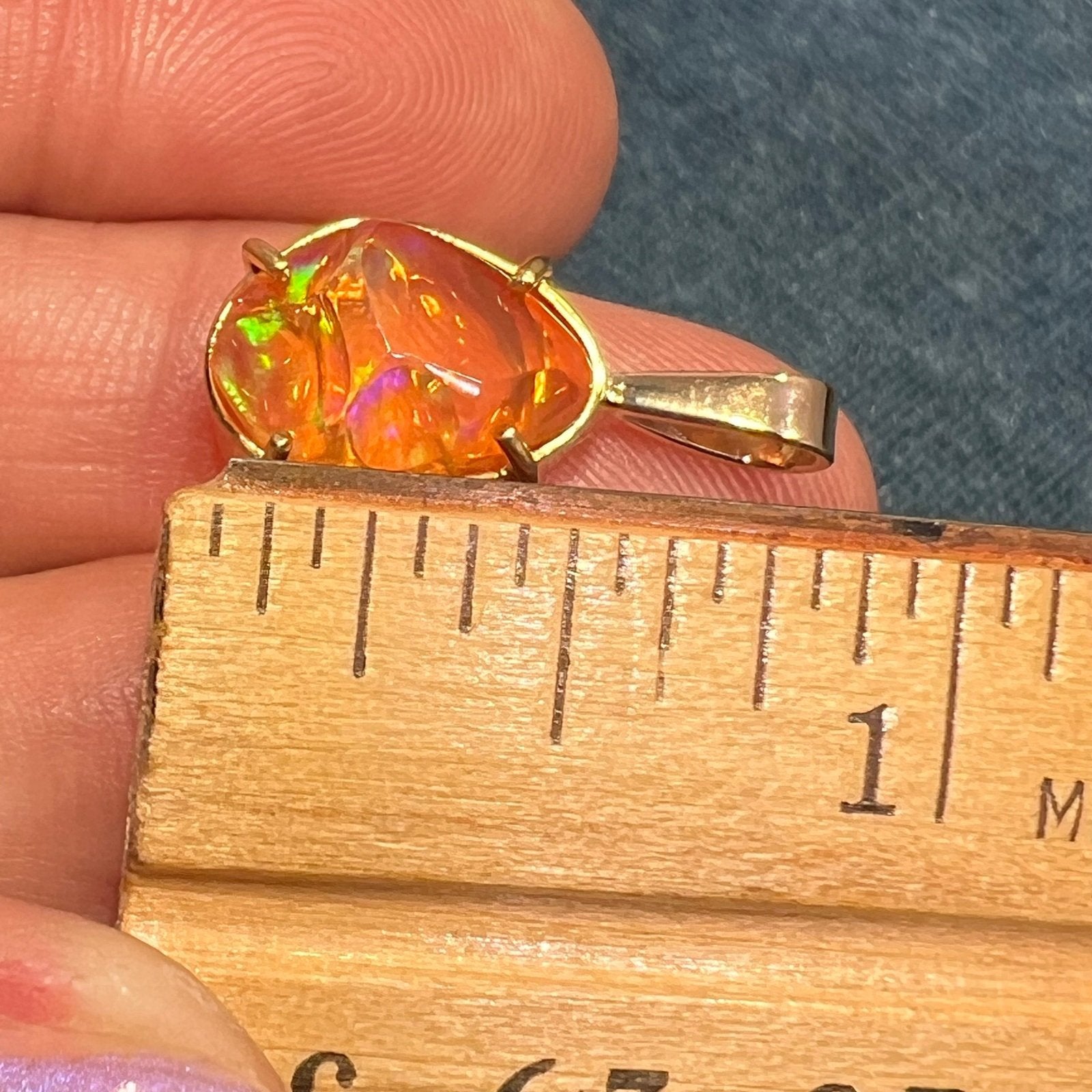 14k Gold Mexican Fire Jelly Opal Pendant *Video* - L