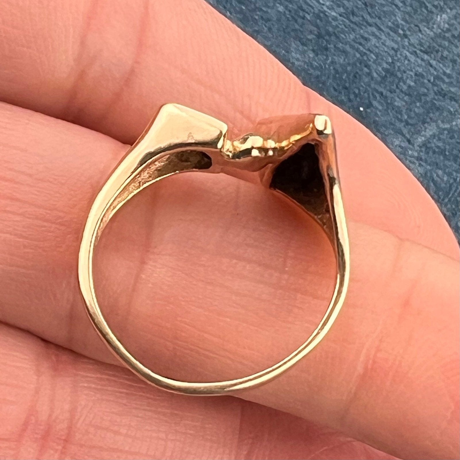 14k Gold Modernist Asymmetrical Diamond Ring. MCM Modern