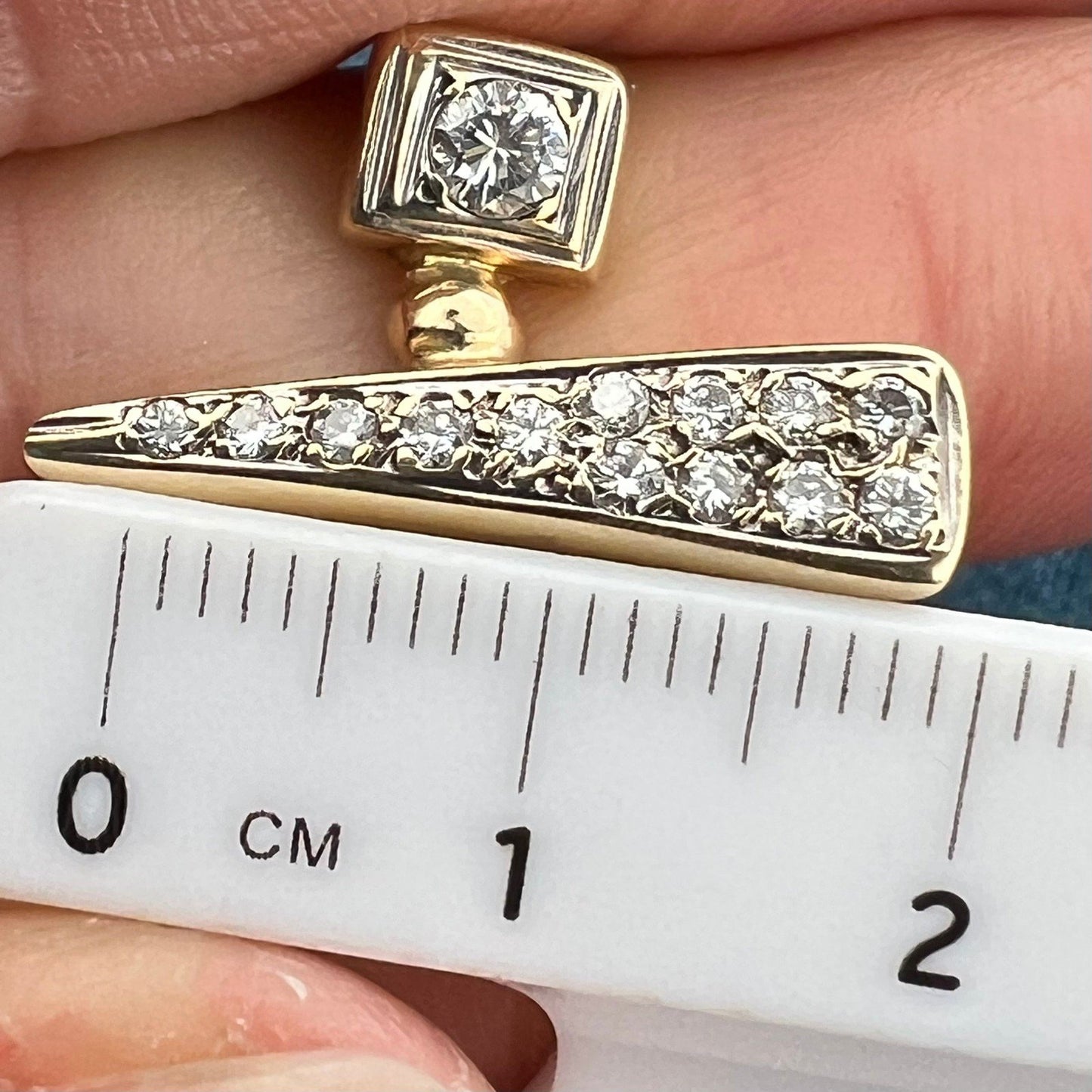 14k Gold Modernist Asymmetrical Diamond Ring. MCM Modern