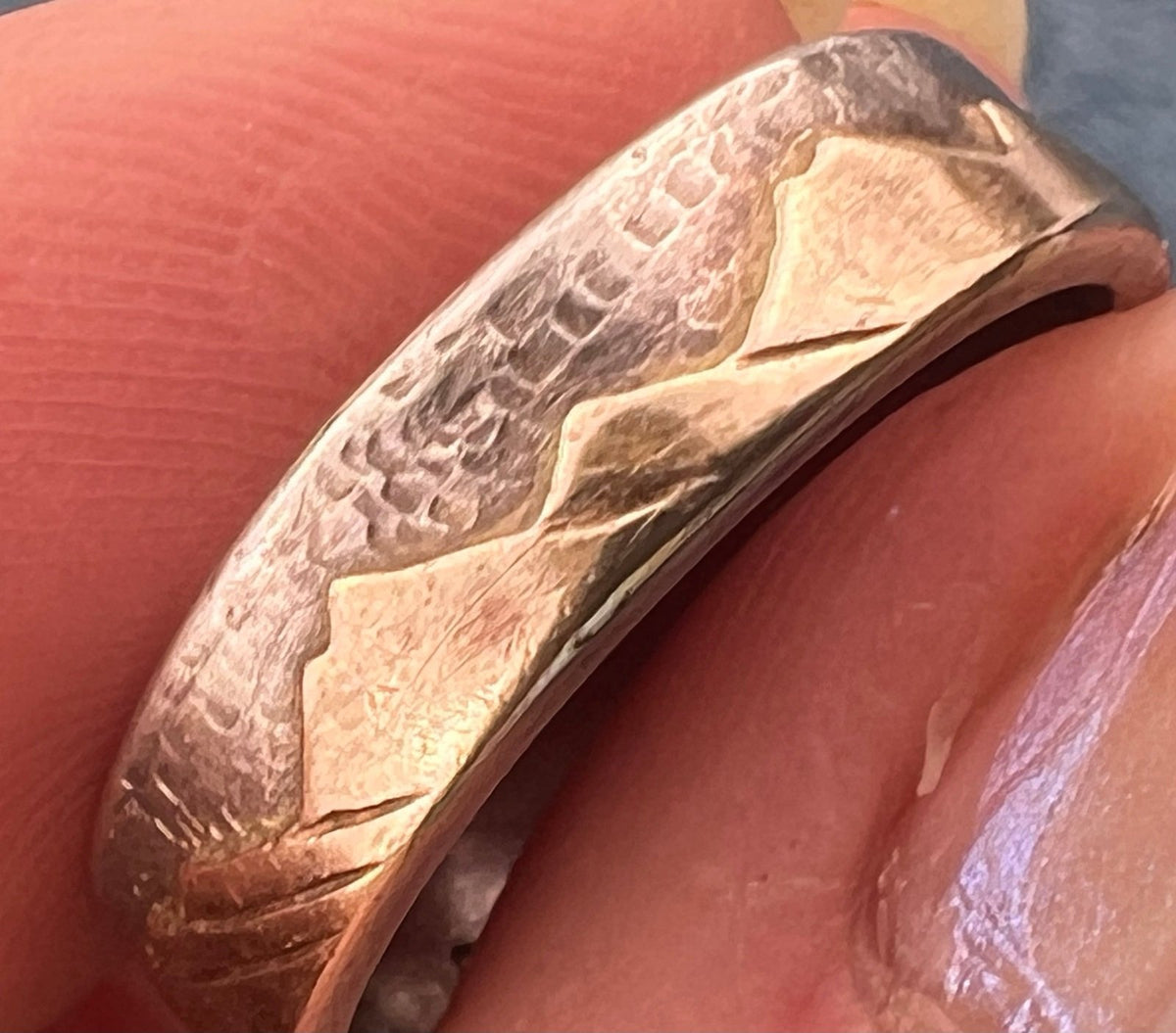 14k Gold Mountain Range + Sun on Wide Silver Band Ring. FIRTH
