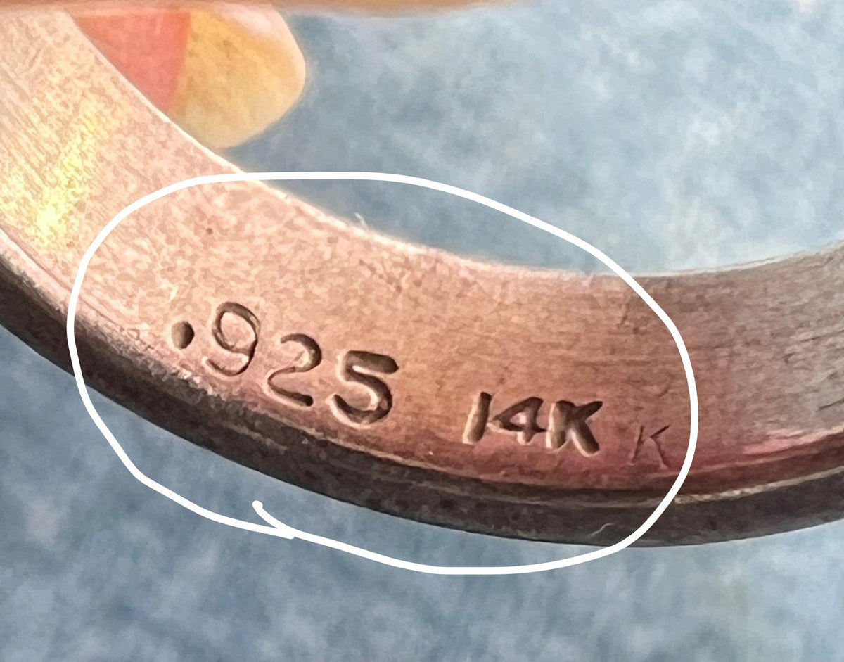 14k Gold Mountain Range + Sun on Wide Silver Band Ring. FIRTH