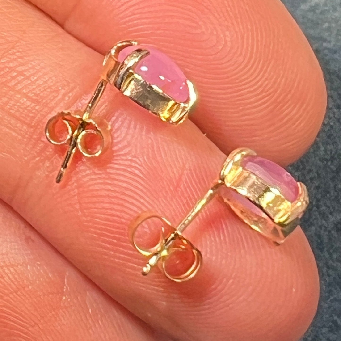 14k Gold Natural Ballerina Pink Star Sapphire Ruby Earrings *Video*