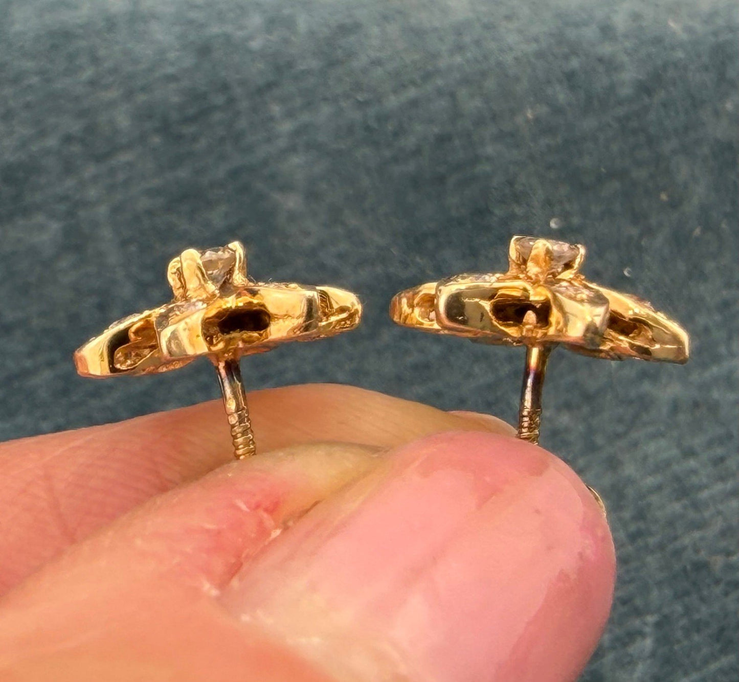 14k Gold Natural Diamond Daisy Sunflower Earrings *Video*