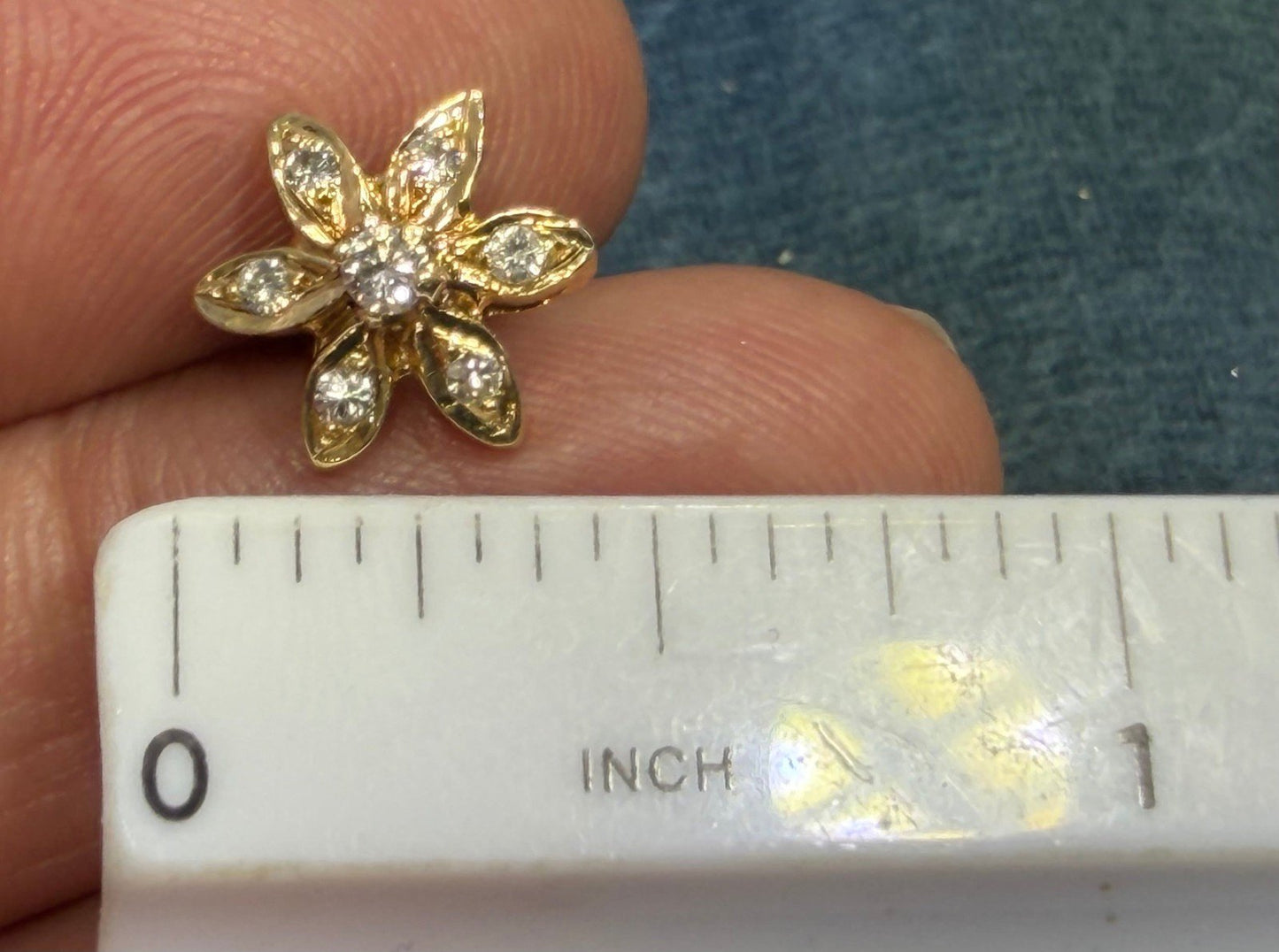 14k Gold Natural Diamond Daisy Sunflower Earrings *Video*