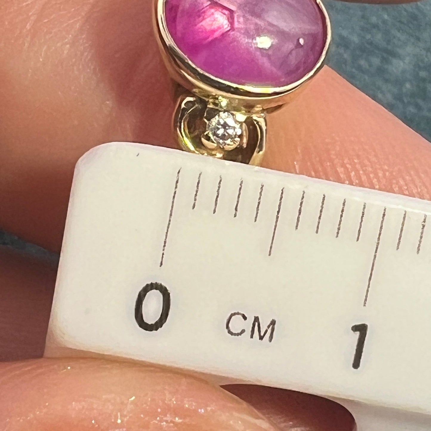 14k Gold Natural Pink STAR RUBY Ring w Diamonds *Video*