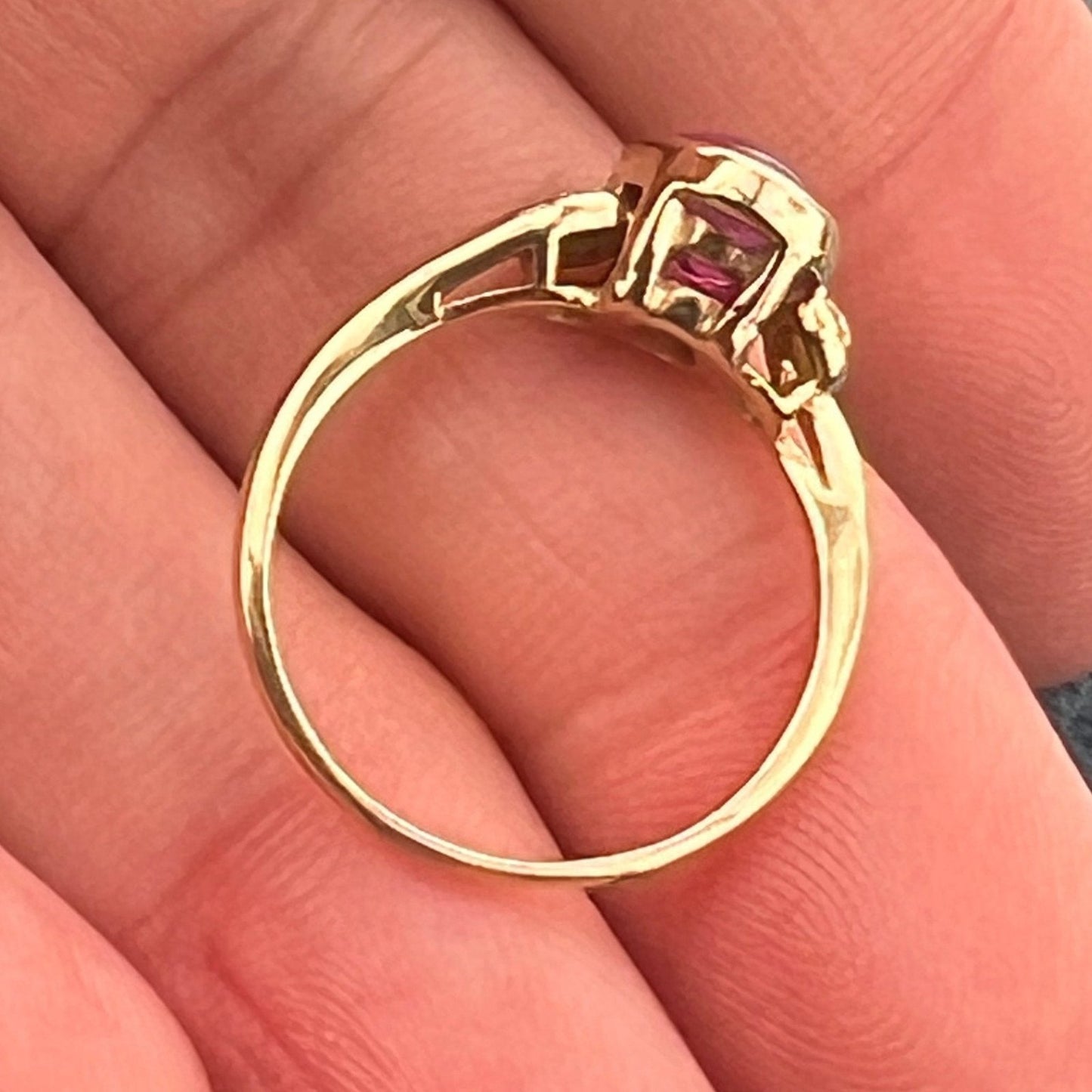 14k Gold Natural Pink STAR RUBY Ring w Diamonds *Video*