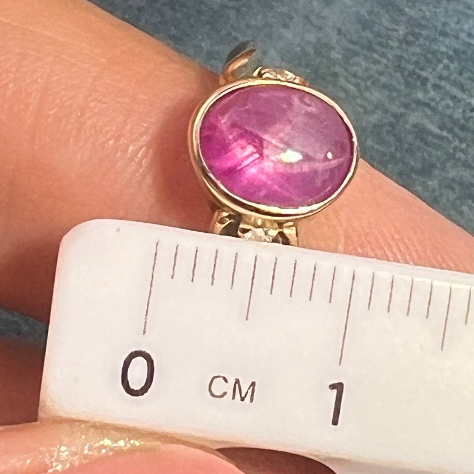 14k Gold Natural Pink STAR RUBY Ring w Diamonds *Video*