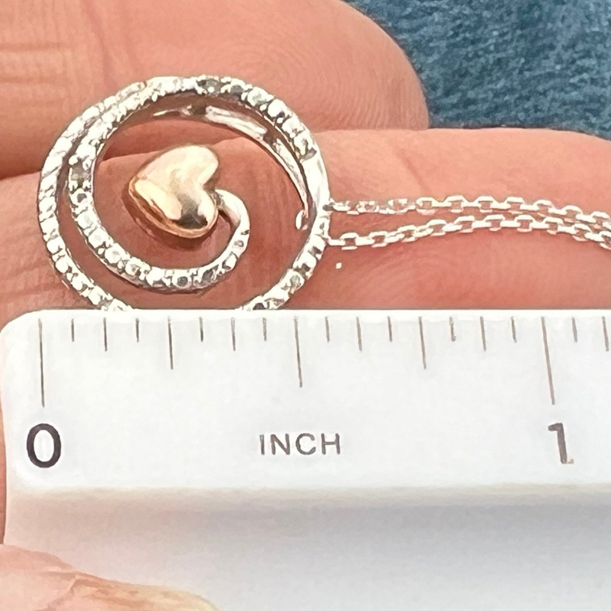 14k Gold Ocean Wave Circle Pendant w Dangling Teardrop Diamond