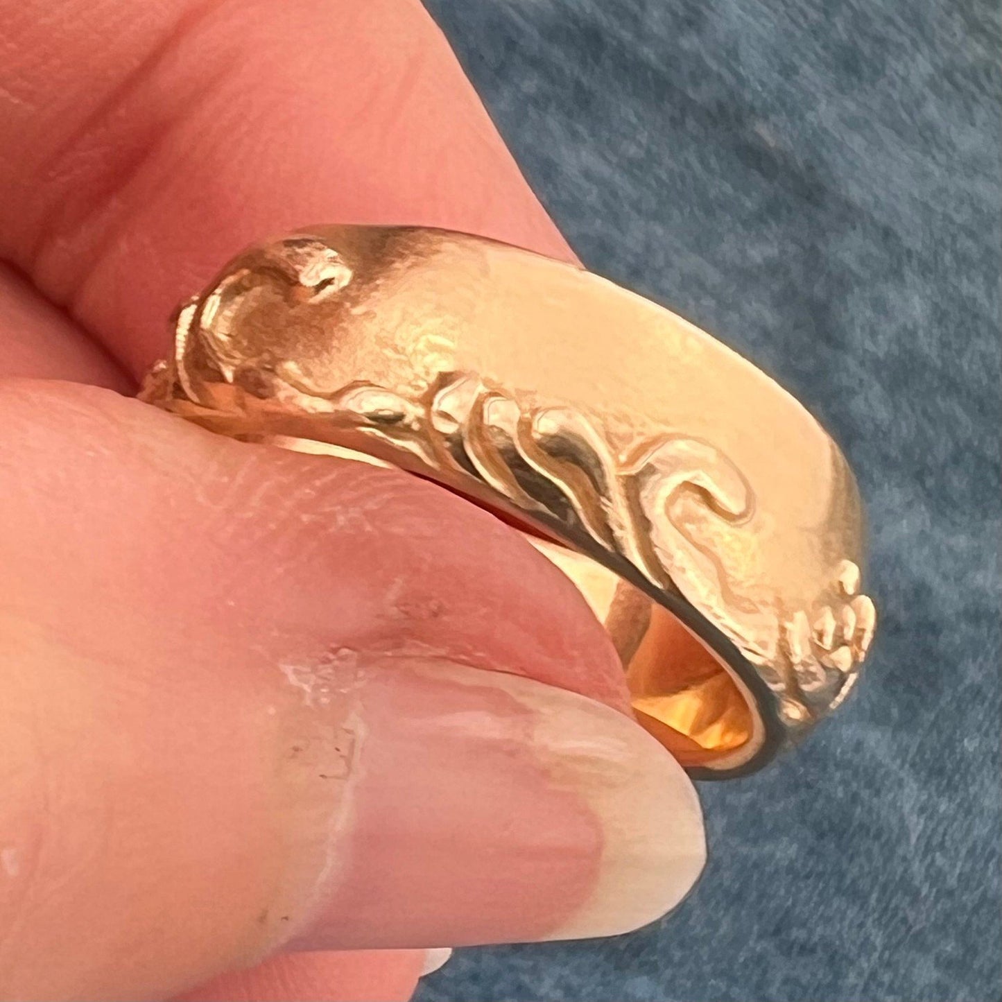 14k Gold Ocean Waves Eternity Wedding Band. Wide Ring *Video*