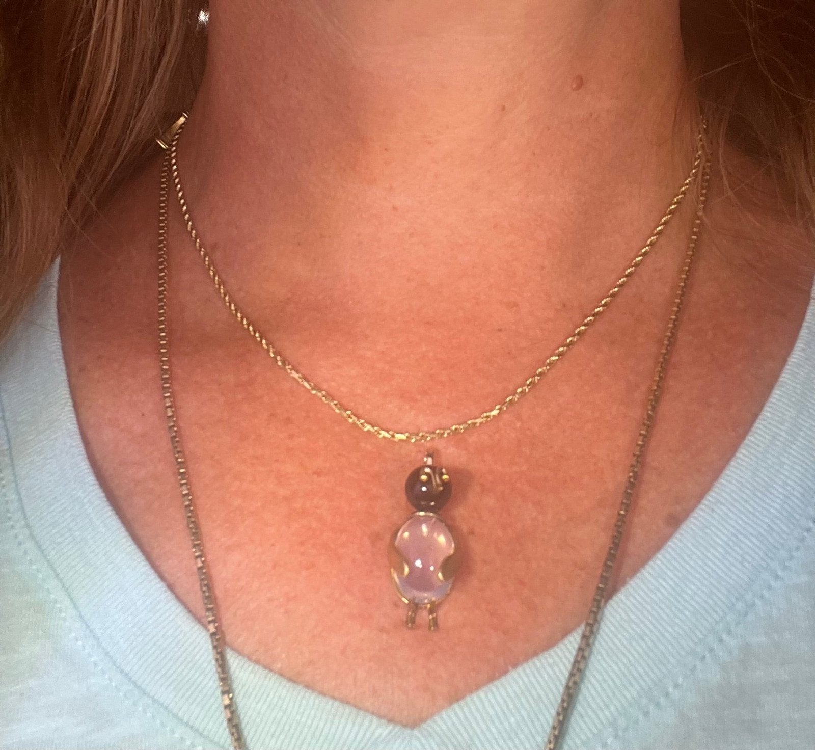 14k Gold Onyx + Crystal Cabochon Jelly Belly PENGUIN Bird Pendant