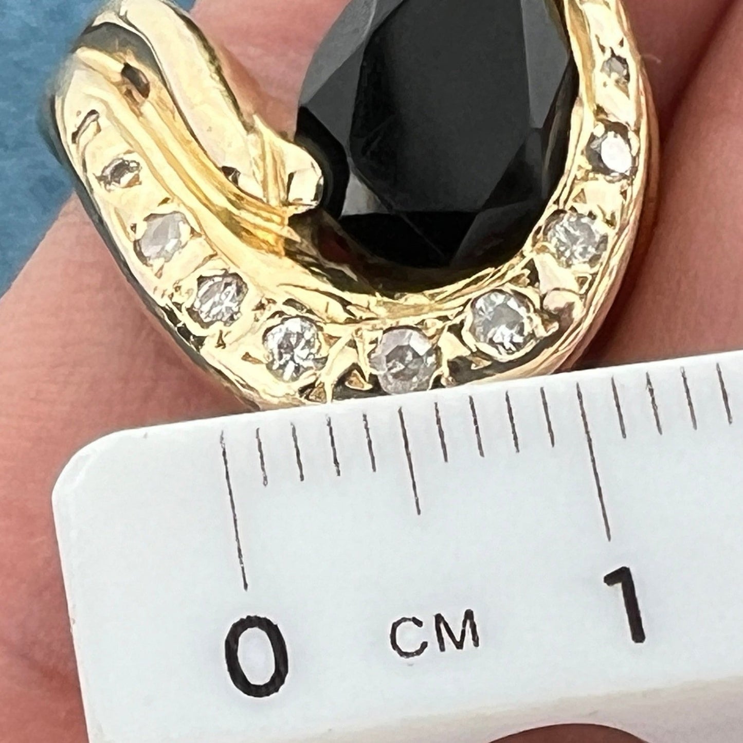 14k Gold Onyx Ring w Diamonds. Ocean Wave 3/4" + 9.5g *Video*