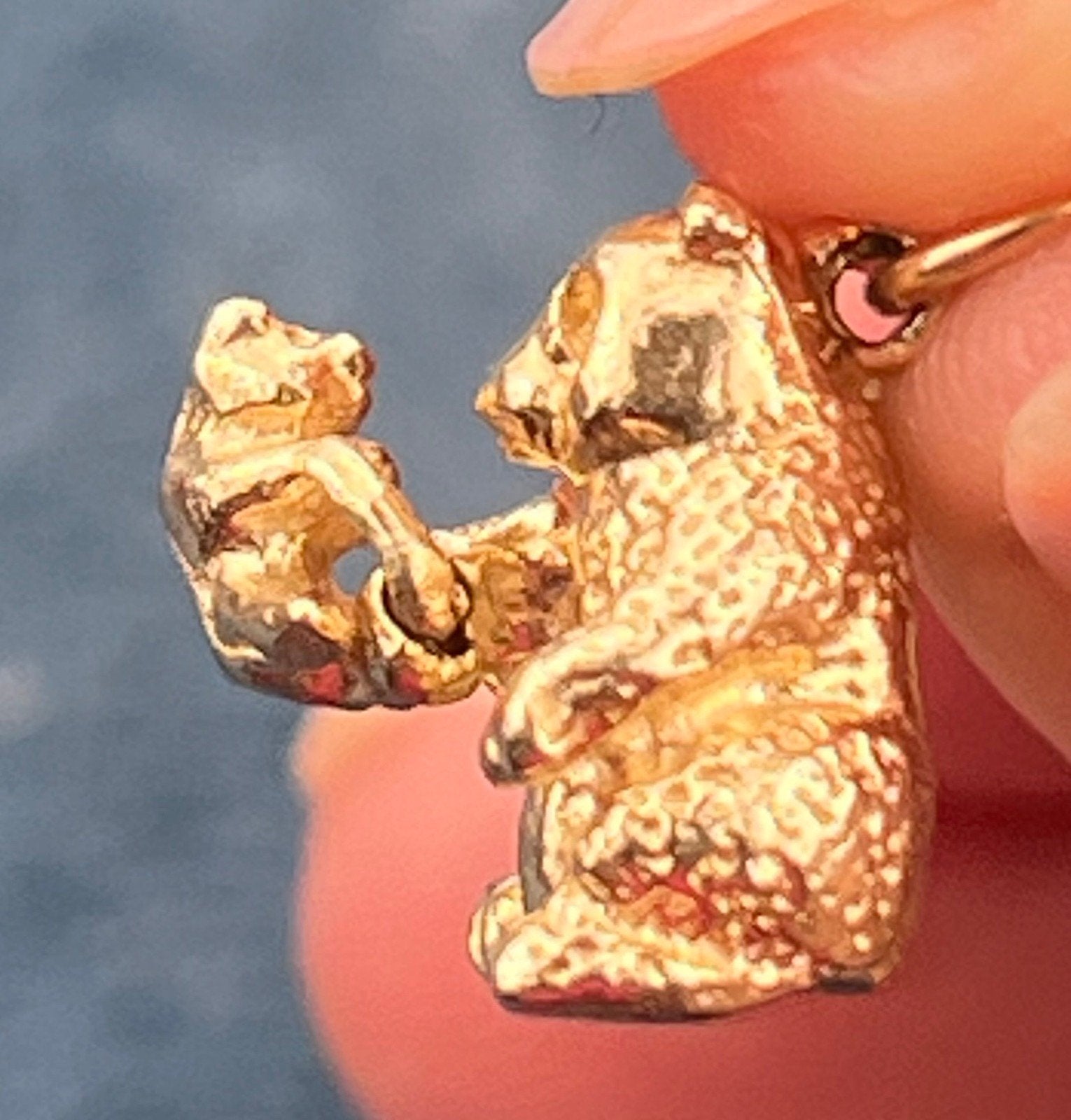 14k Gold Panda Bear Mama Swings Baby Charm Pendant. Kinetic *Video*