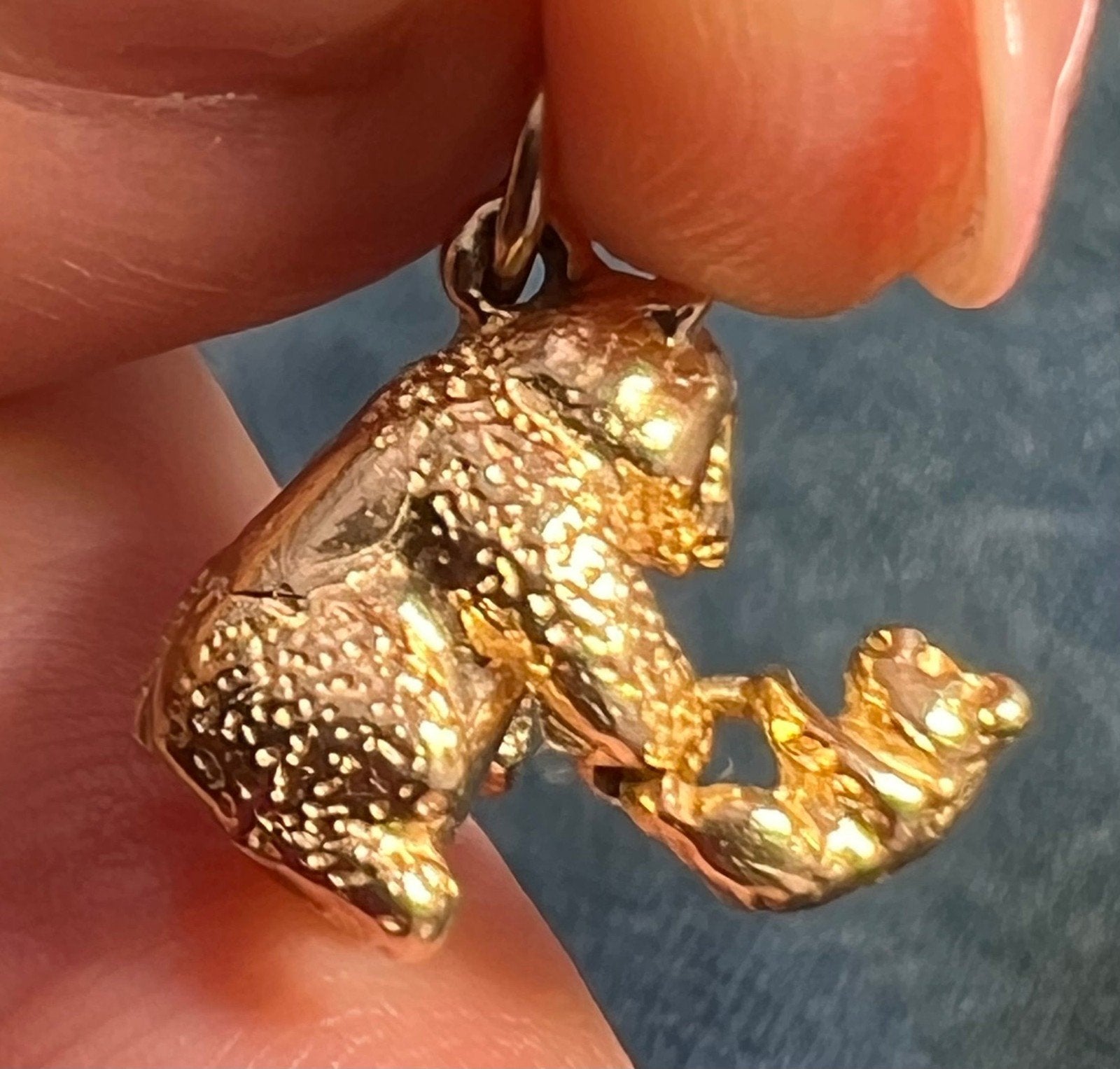 14k Gold Panda Bear Mama Swings Baby Charm Pendant. Kinetic *Video*