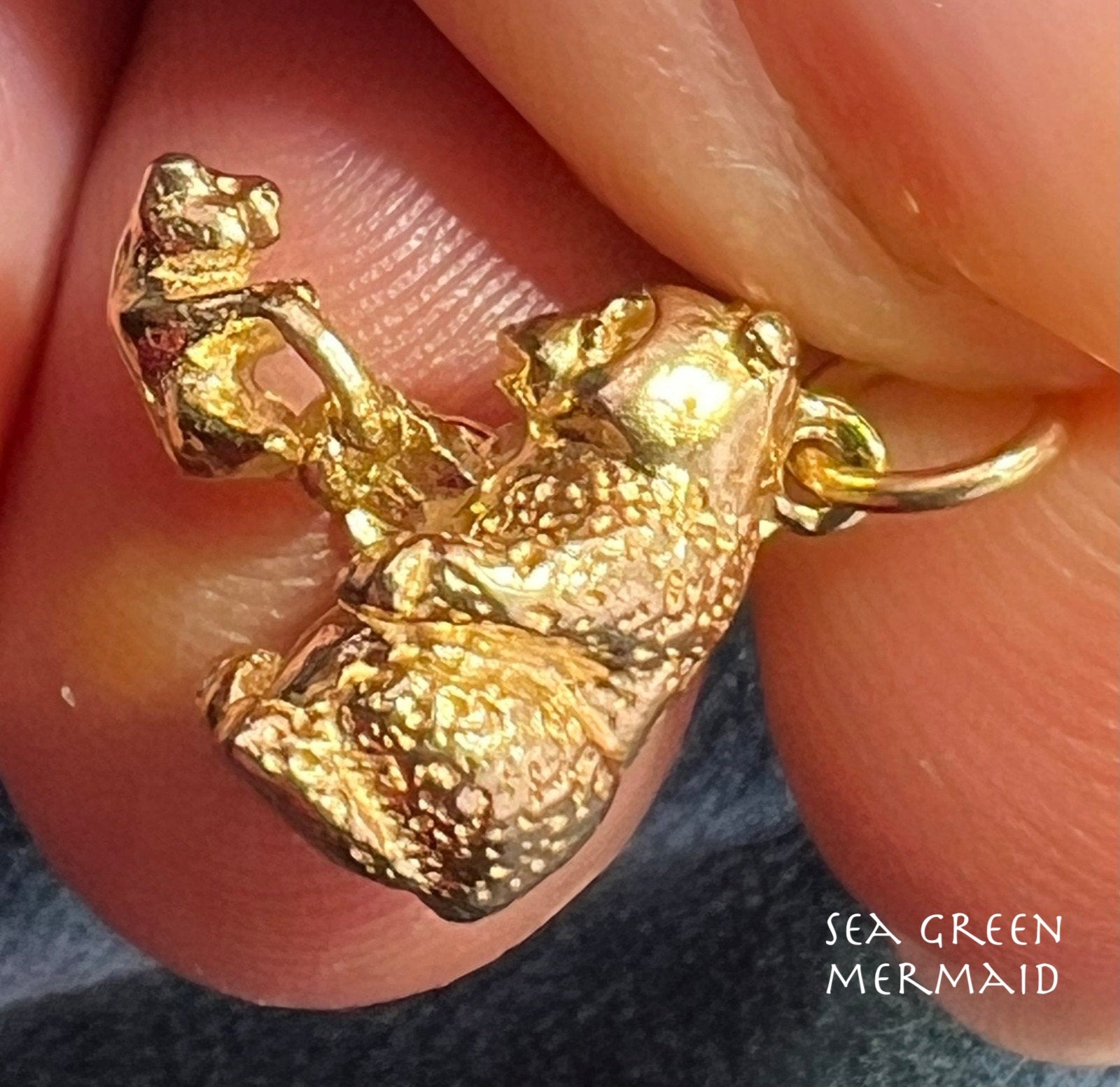 14k Gold Panda Bear Mama Swings Baby Charm Pendant. Kinetic *Video*