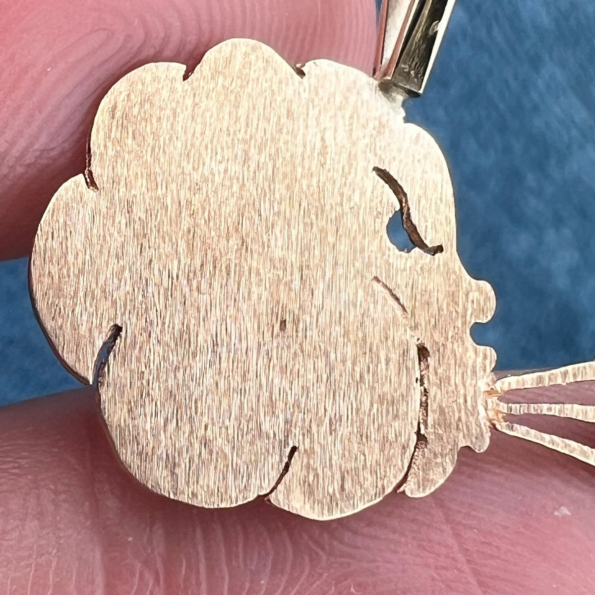 14k Gold Pendant Wind God Blowing the Clouds. Man in the Moon OOAK