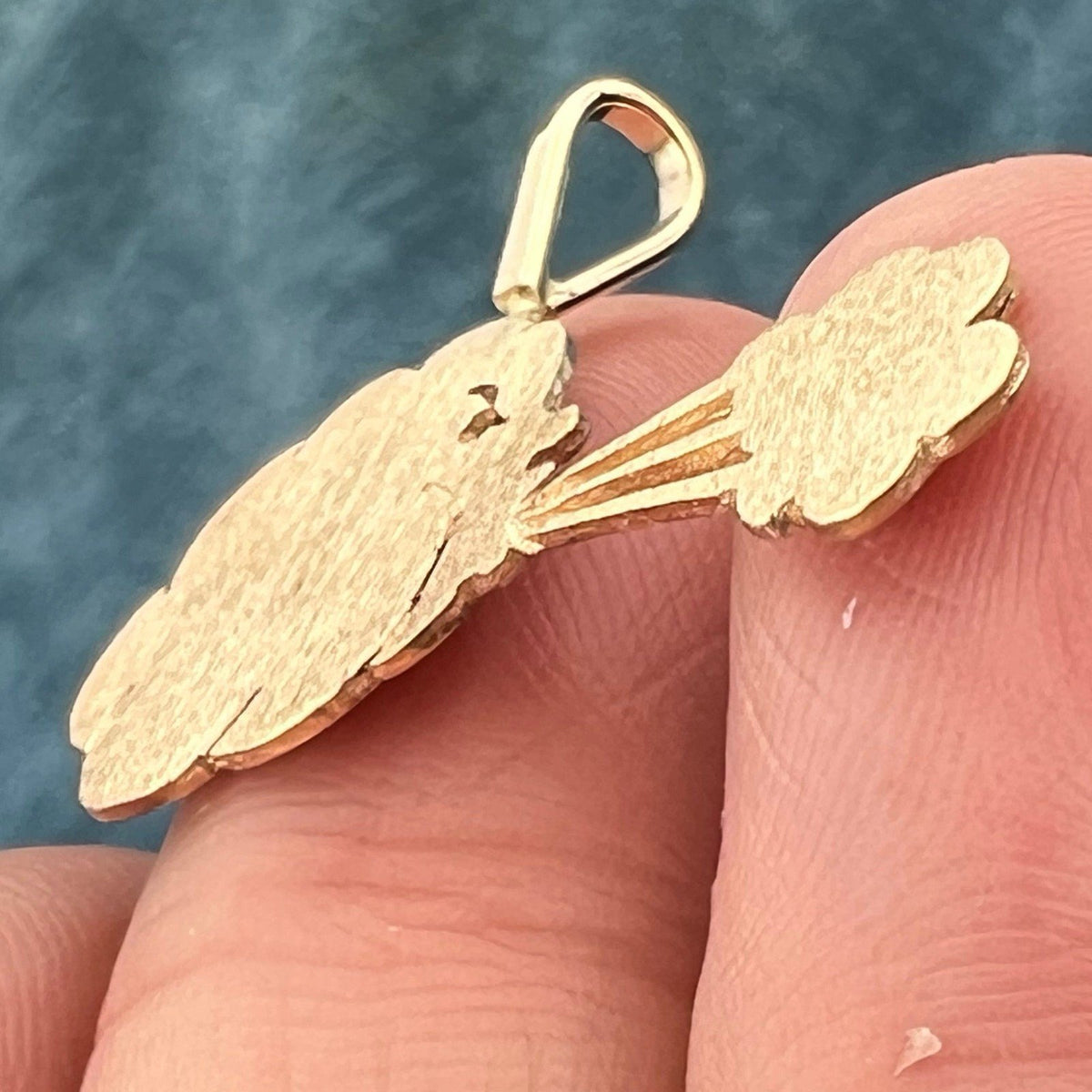 14k Gold Pendant Wind God Blowing the Clouds. Man in the Moon OOAK