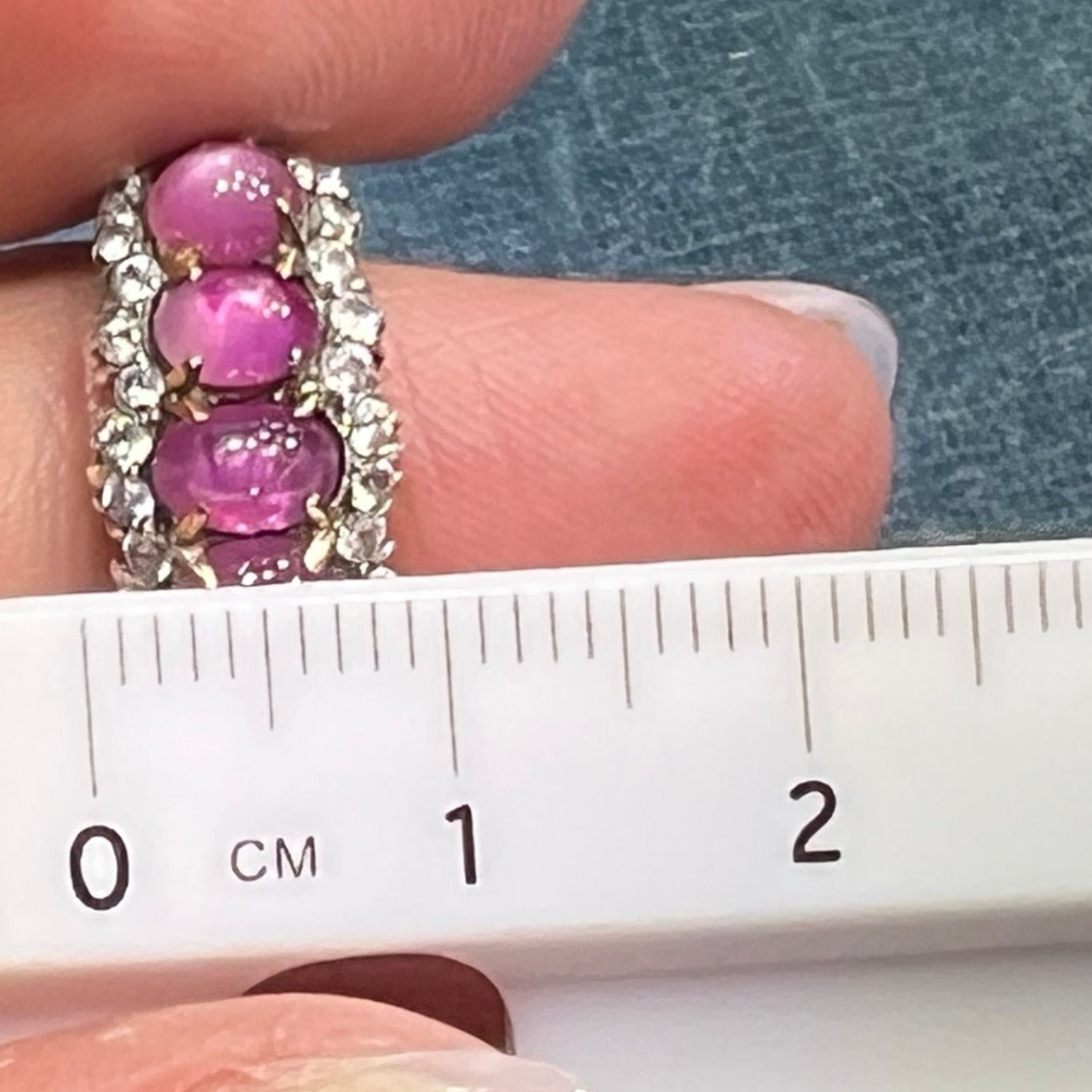 14k Gold Pink STAR SAPPHIRE RUBY Ring w Diamond Halo **Video**