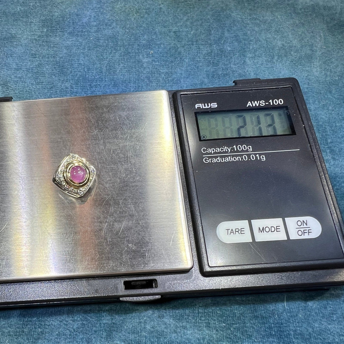 14k Gold Pink Star Sapphire Ruby Pendant w Diamond Halo *Video* B
