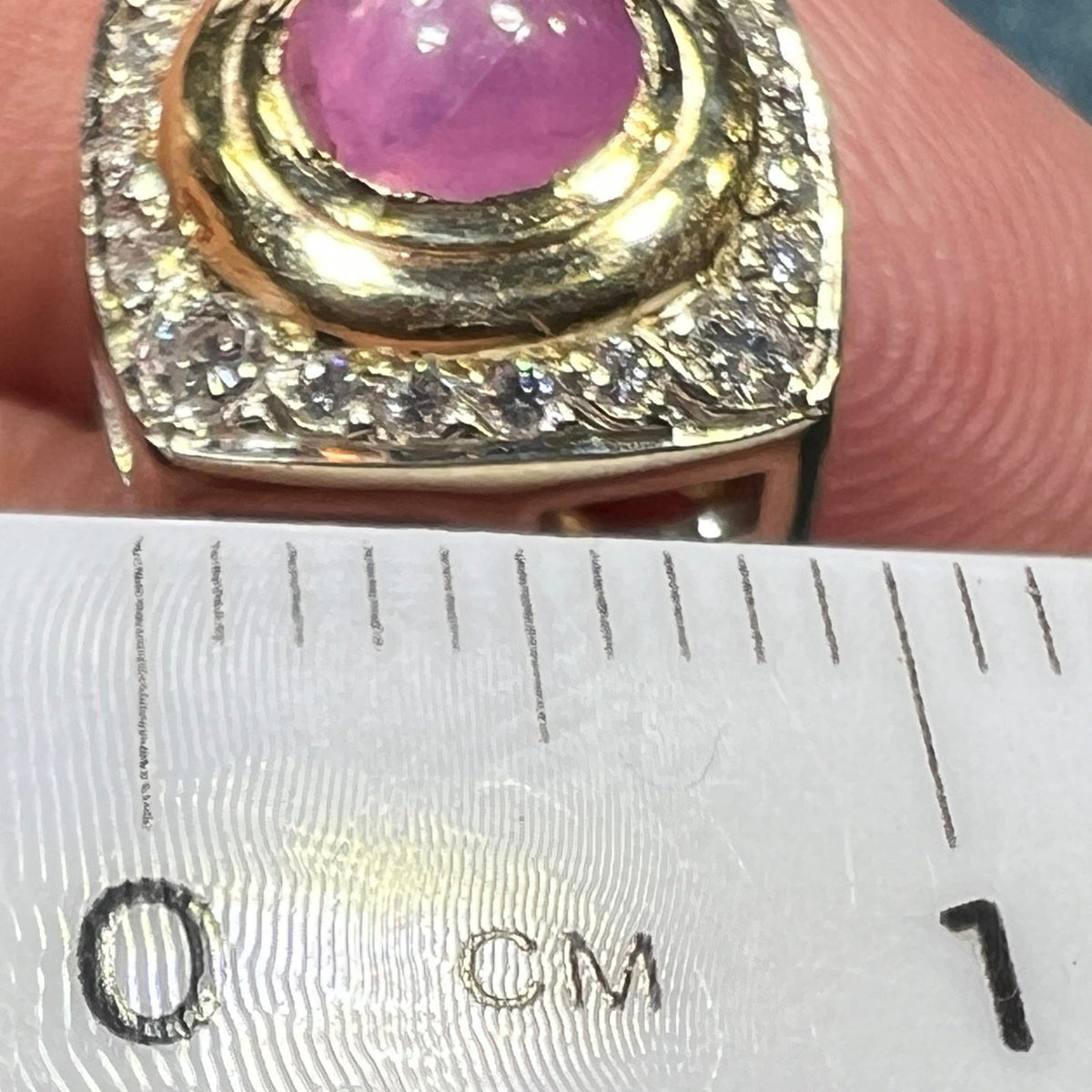 14k Gold Pink Star Sapphire Ruby Pendant w Diamond Halo *Video* B
